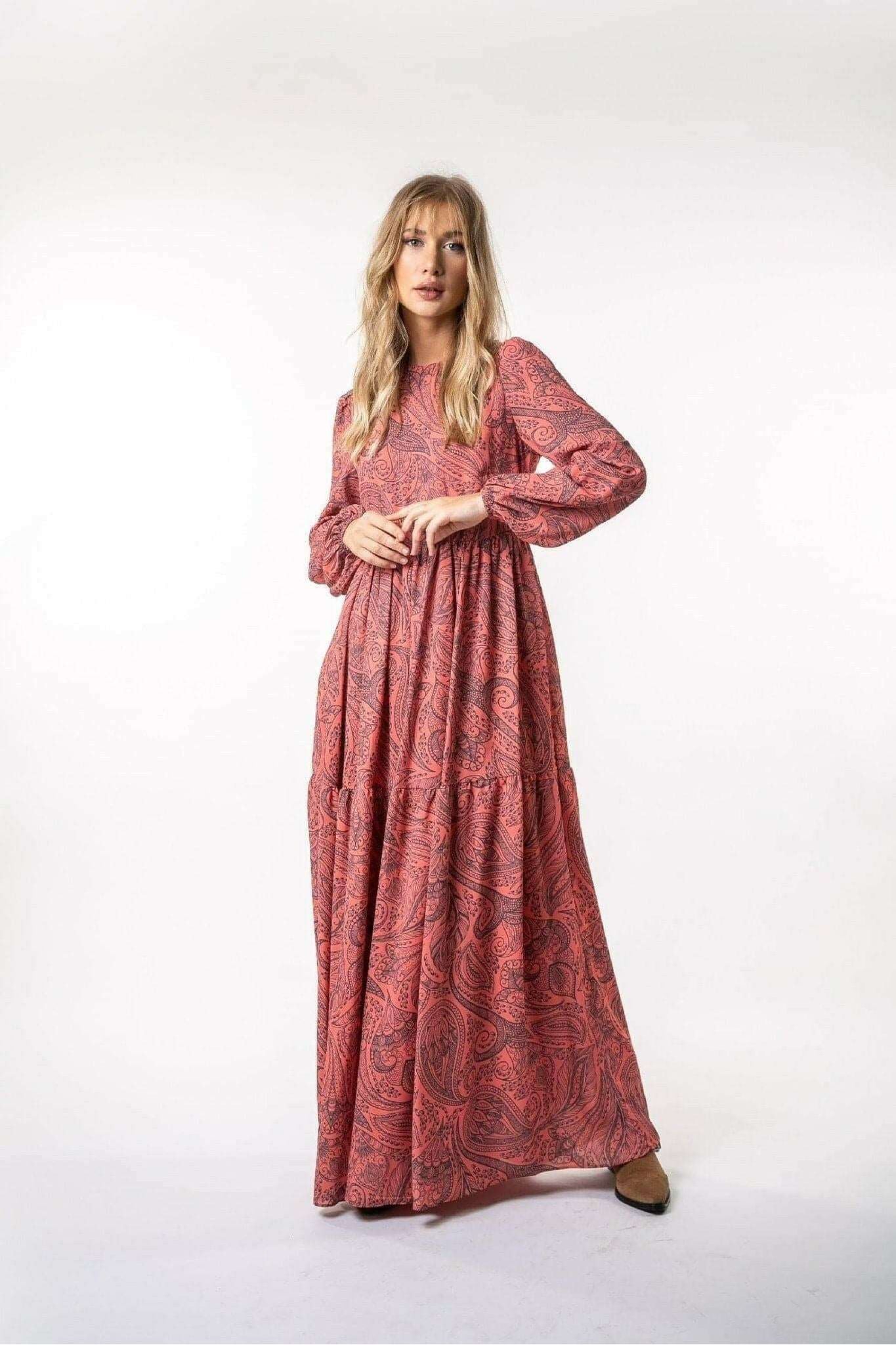 Eva Long Maxi Dress with Long Sleeves - Elegant Women's Flowy Evening Gown for Parties, Weddings & Special Occasions