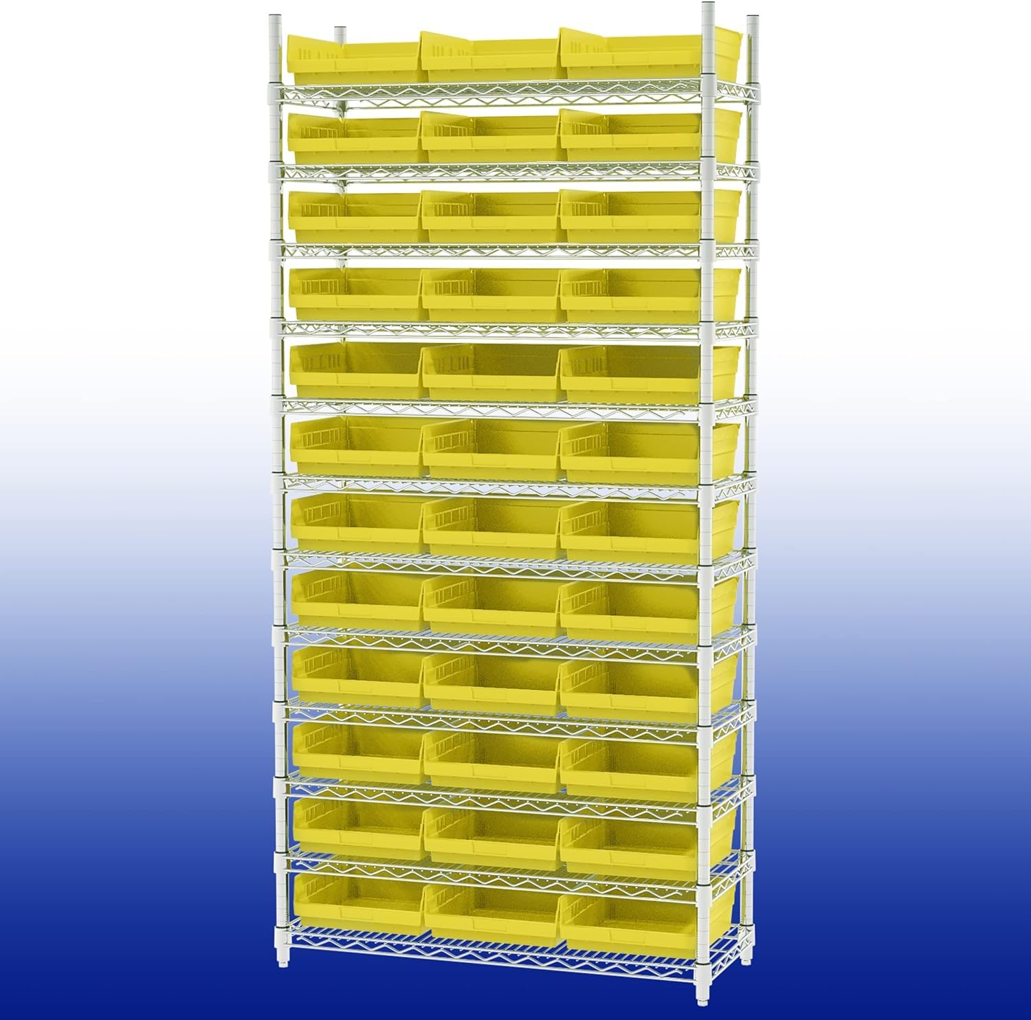 Akro-Mils 30170 Heavy Duty Plastic Shelf Bins - 12-Pack Yellow Storage Containers (12