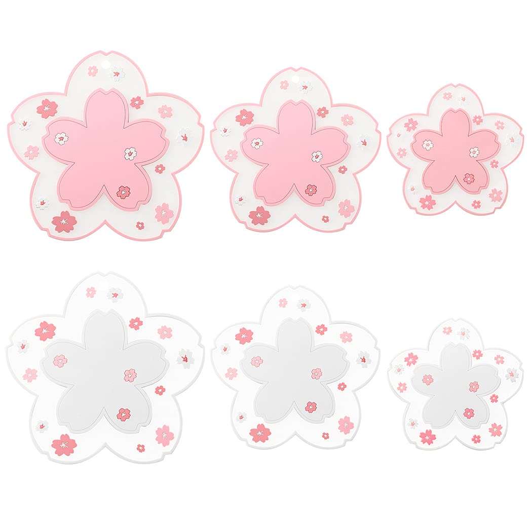 Qavctw Sakura Coasters Set - Cherry Blossom Placemats & Drink Cup Mats, Durable PVC Coasters for Kitchen, Dining Room & Living Room - Perfect for Hot/Cold Beverages, Home Decor & Party Use