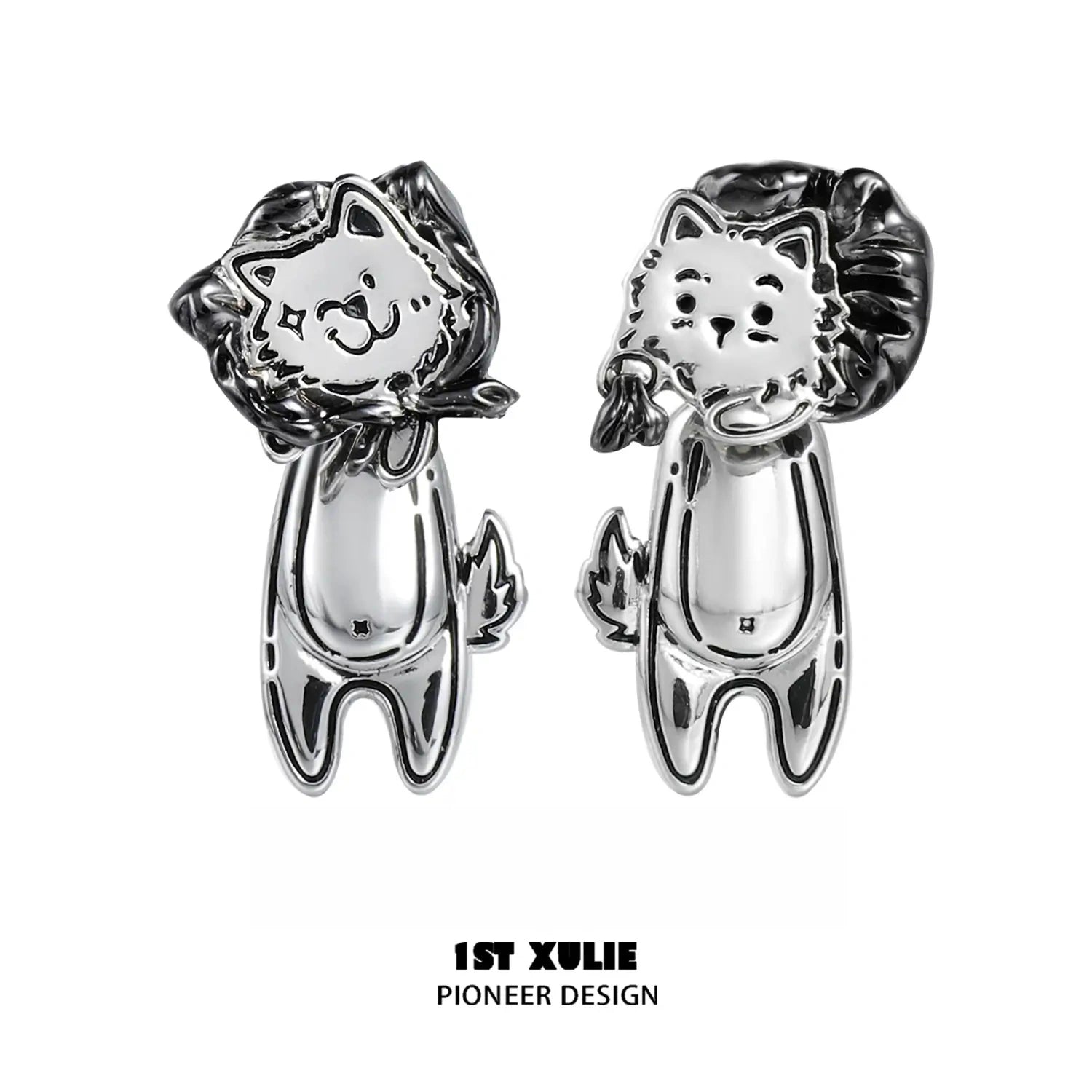 Graffiti Puppy S925 Sterling Silver Thief Husky Stud Earrings for Women - Trendy Punk Jewelry Gift for Dog Lovers, Perfect for Parties & Daily Wear