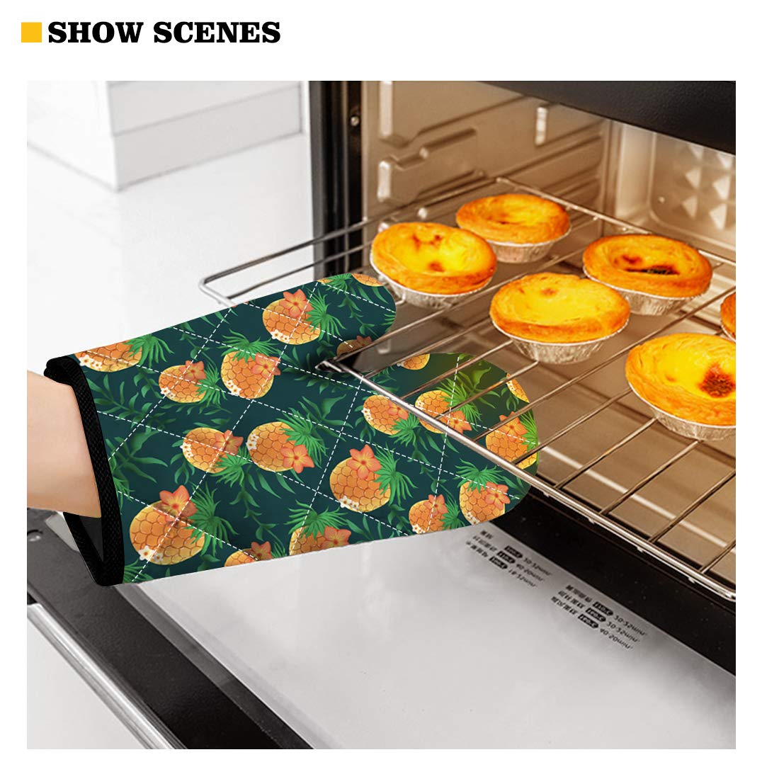 BIGCARJOB Heat Resistant Oven Mitts & Pot Holders Set - Non-Slip Kitchen Gloves for BBQ, Baking, Cooking (Pack of 2) - Custom Design - Perfect for Grilling, Baking Cookies & Handling Hot Pans Safely