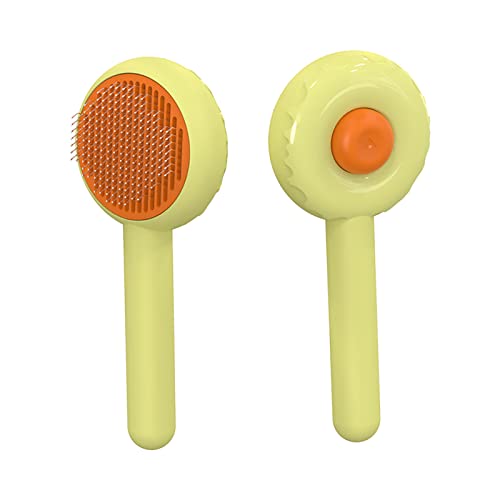 OUEVA Self-Cleaning Slicker Brush for Dogs, Cats & Rabbits - Gentle Pet Grooming Brush Removes Loose Hair, Mats & Tangles - Perfect for Shedding Season & Daily Massage (Blue) - Ideal for Home Grooming, Pet Salons & Travel Use