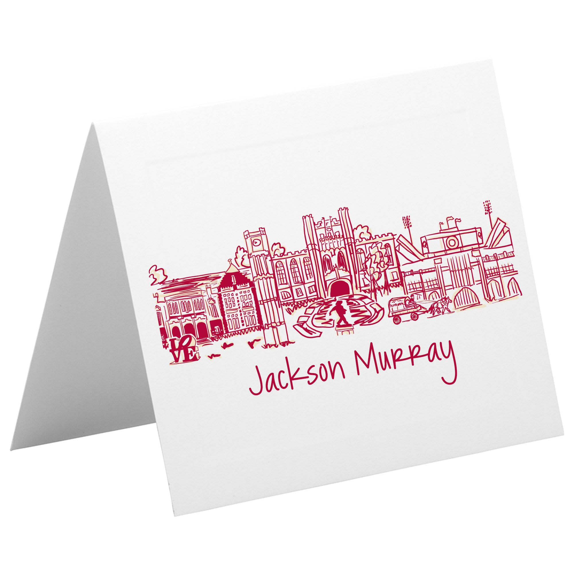 University of Oklahoma Campus Skyline Personalized Note Cards Set - 15 Blank Notecards with Envelopes (4.25