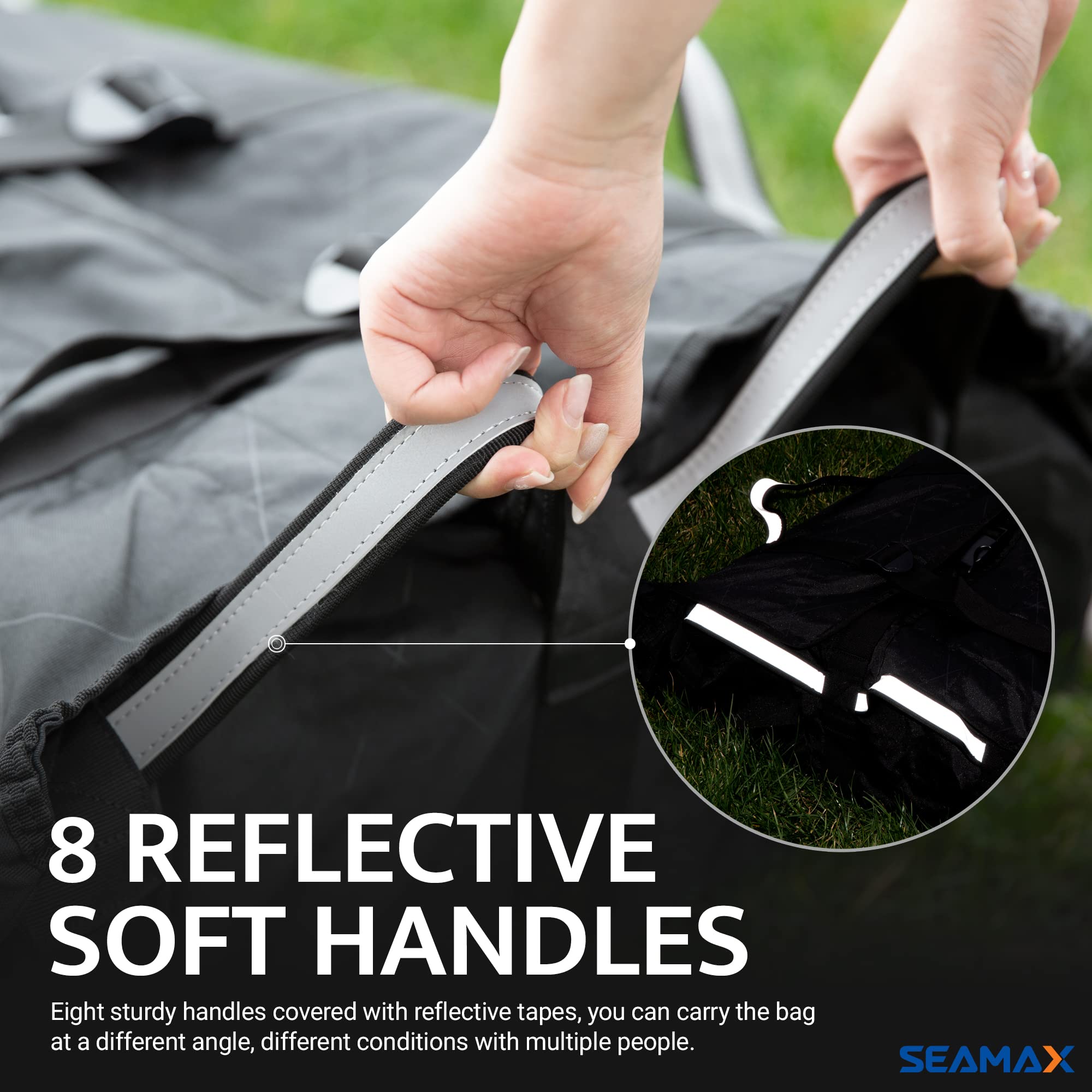 Seamax Universal Sunlitec 3-Layer Welded Inflatable Boat Floorboard Storage Bag with Reflective Edges - Size C Fits 13.5-15.5ft Boats (#420-470) | Durable Waterproof Carrying Case for Kayak, SUP & Marine Gear Storage
