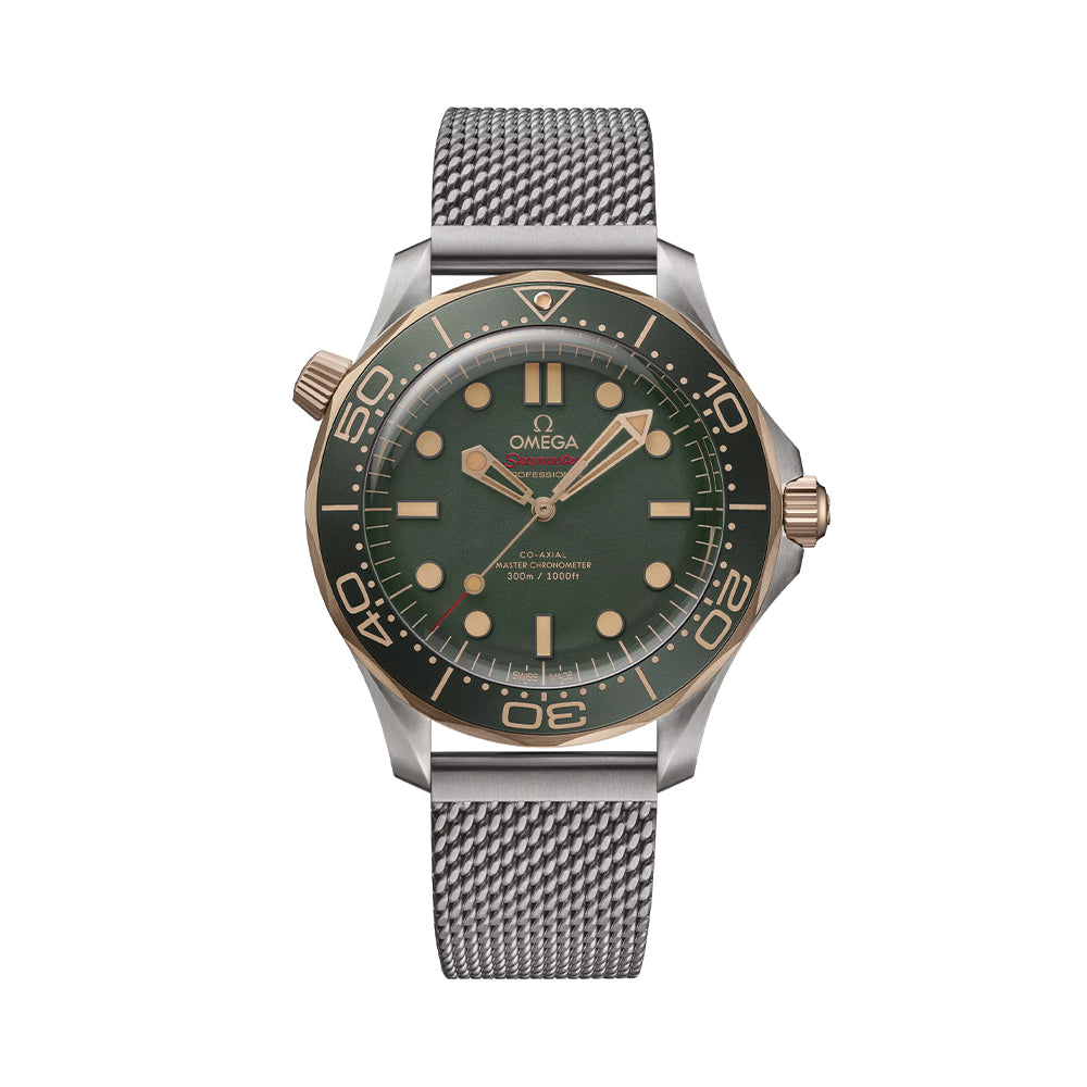 Seamaster Diver 300M Co-Axial Master Chronometer Titanium Bronze Gold 42mm Green Dial Men's Watch - Luxury Dive Watch for Professional Scuba Diving & Everyday Wear