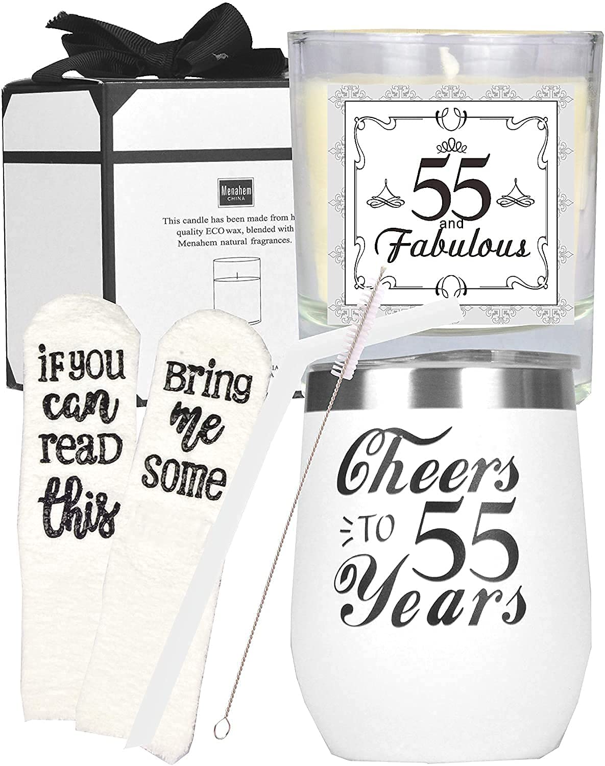 MEANT2TOBE 55th Birthday Gifts for Women - Insulated Tumbler Cup with Lid & Straw - Funny 55 Year Old Birthday Present Ideas - Perfect for Office, Home Decor & Party Celebrations
