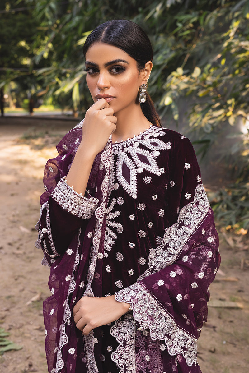 Mulberry Tale 3-Piece Embroidered Velvet Suit for Women - Elegant Formal Outfit for Weddings, Parties & Special Occasions