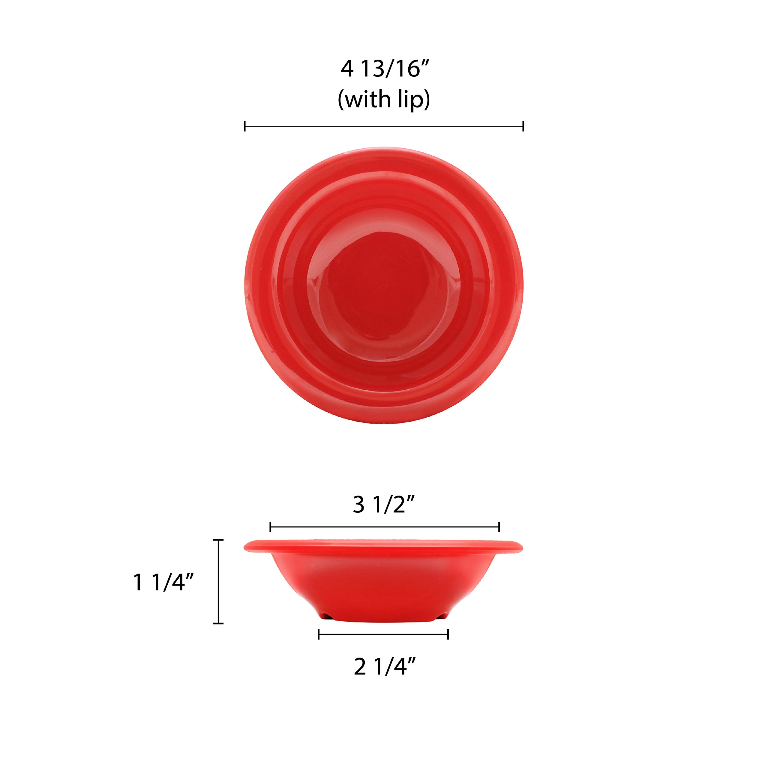 Thunder Group Pure Red Melamine Salad Bowl 4.75 Inch - 4 oz - Set of 12 - Durable & Lightweight Dishware for Restaurants, Picnics, and Outdoor Dining