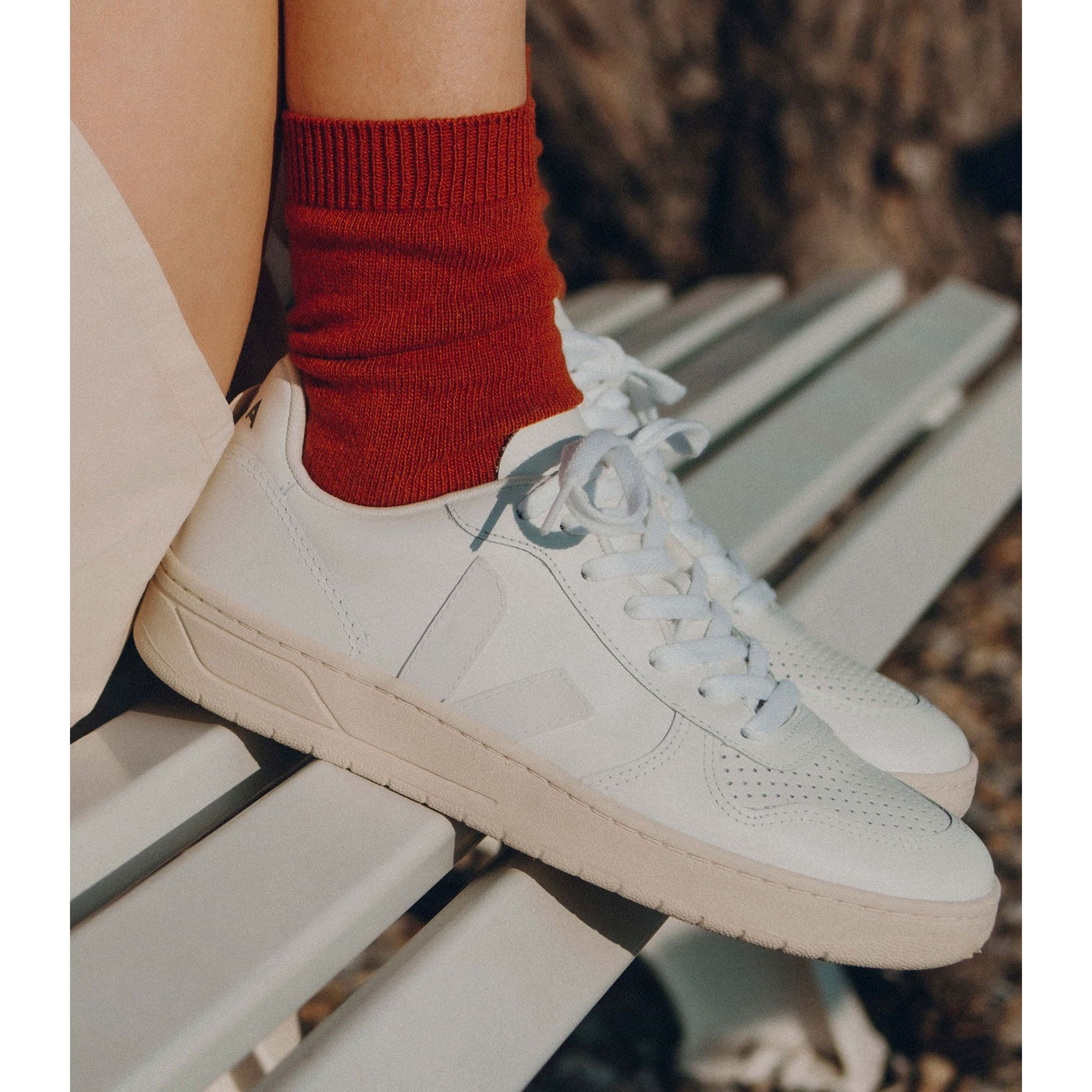 Veja Women's V 10 White Leather Sneakers - Eco-Friendly Vegan Shoes for Casual Wear & Everyday Comfort