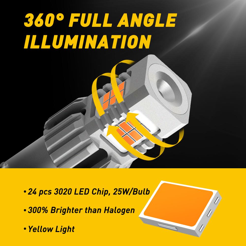 1156 BA15S LED Turn Signal Light Bulbs - Non-Polarity, Amber (25W/Bulb) - Compatible with Standard & CK Sockets - Perfect for Motorcycle, Car, Truck & RV Turn Signals