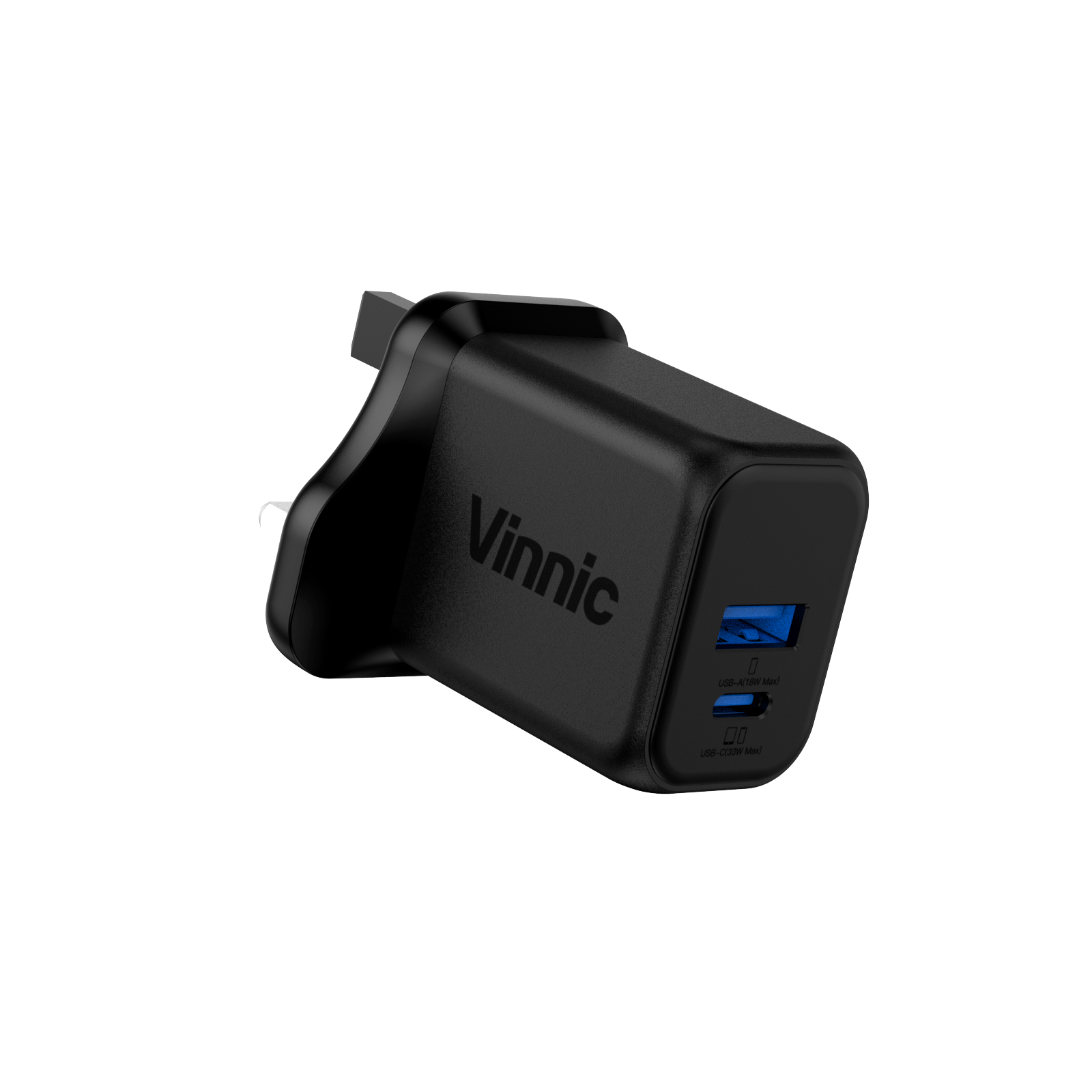 Vinnic FERNOW 33W PD QC Fast Charger with 2 Ports - Compact USB C Wall Charger for iPhone 15/14/13, Samsung Galaxy, iPad, AirPods - Perfect for Travel, Home & Office Use