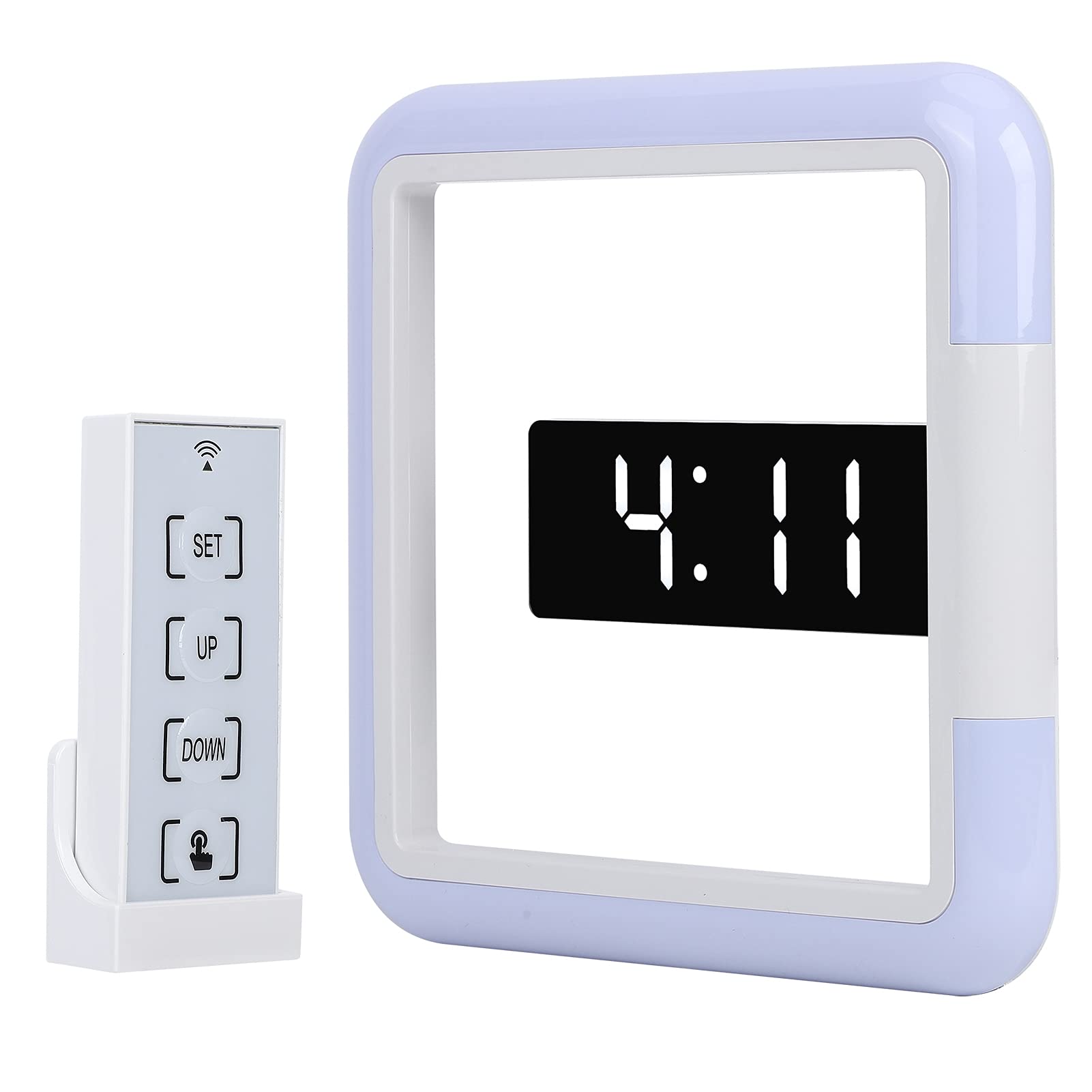 LED Mirror Clock with RGB Color & Dimmable - Modern Square Hollow Wall Clock for Home & Office Decor - Perfect for Living Room, Bedroom, Kitchen (Wall-Mounted Electric Decorative Clock)