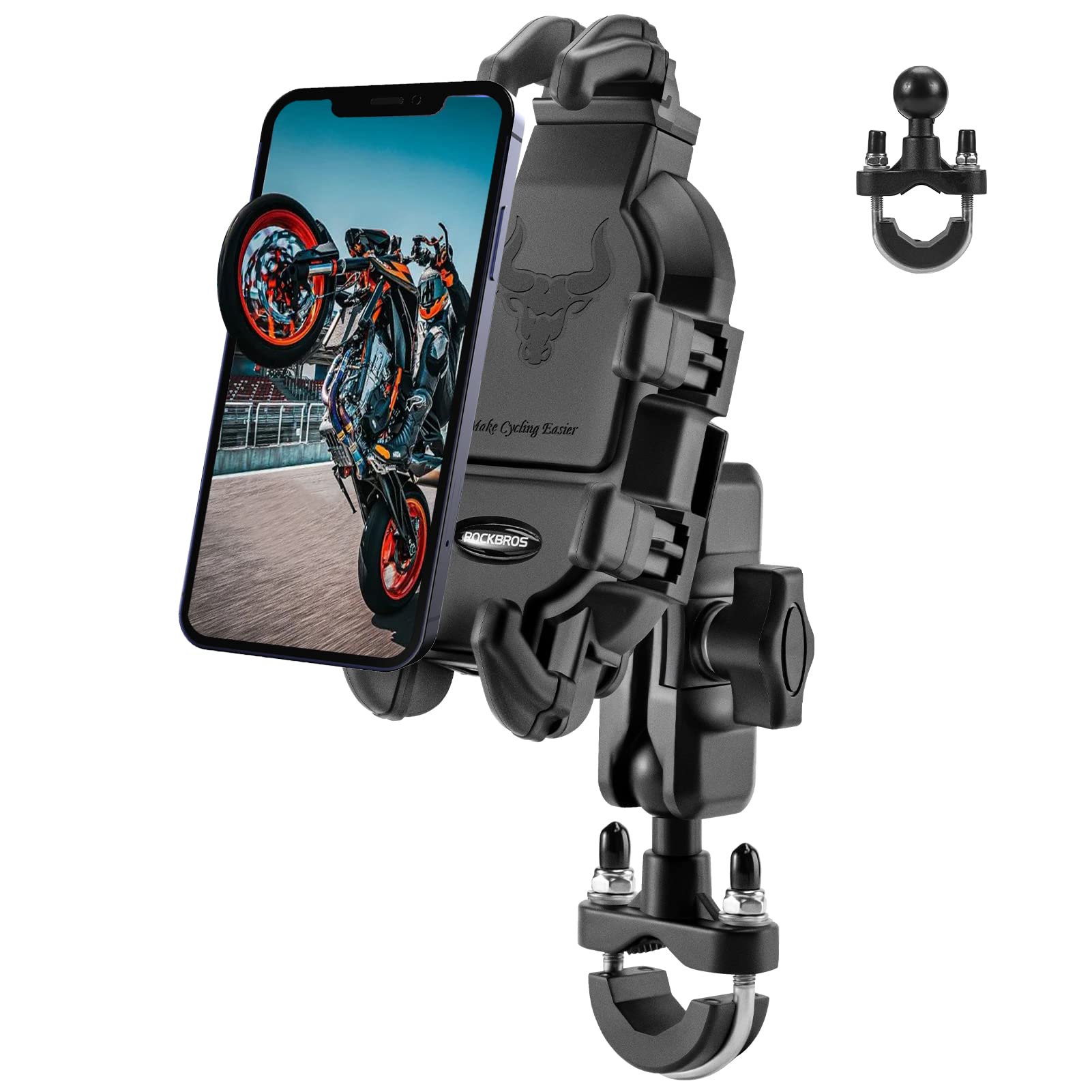 ROCKBROS Motorcycle Phone Mount - Universal Vibration Dampener Holder for Bikes, ATV, Scooter (4.7