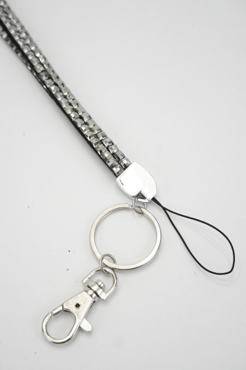 Custom Rhinestone Crystal Lanyard with Key Holder & ID Badge - Bling Silver for Work, Events & Party Accessories | Stylish & Durable
