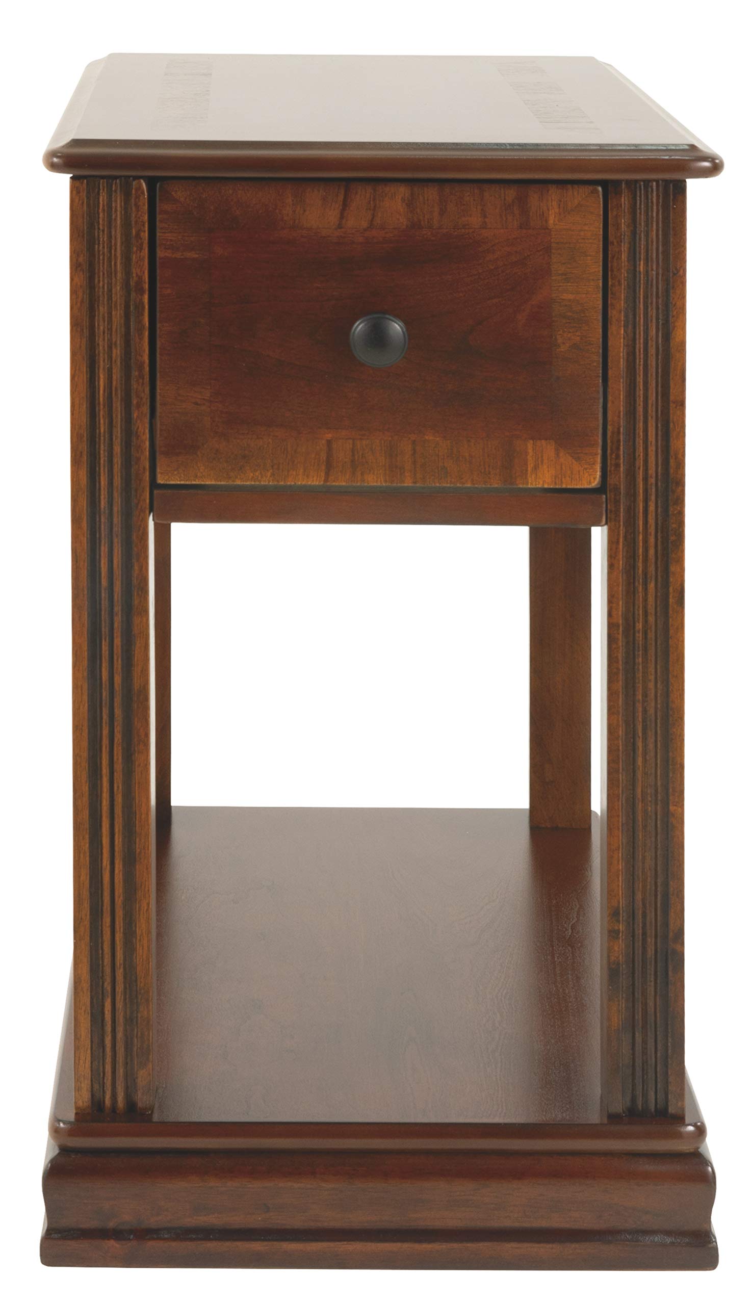 Signature Design by Ashley Breegin Traditional Wooden Side End Table - Brown Accent Table for Living Room, Bedroom & Office - Sturdy Wood Nightstand with Classic Design for Home Decor