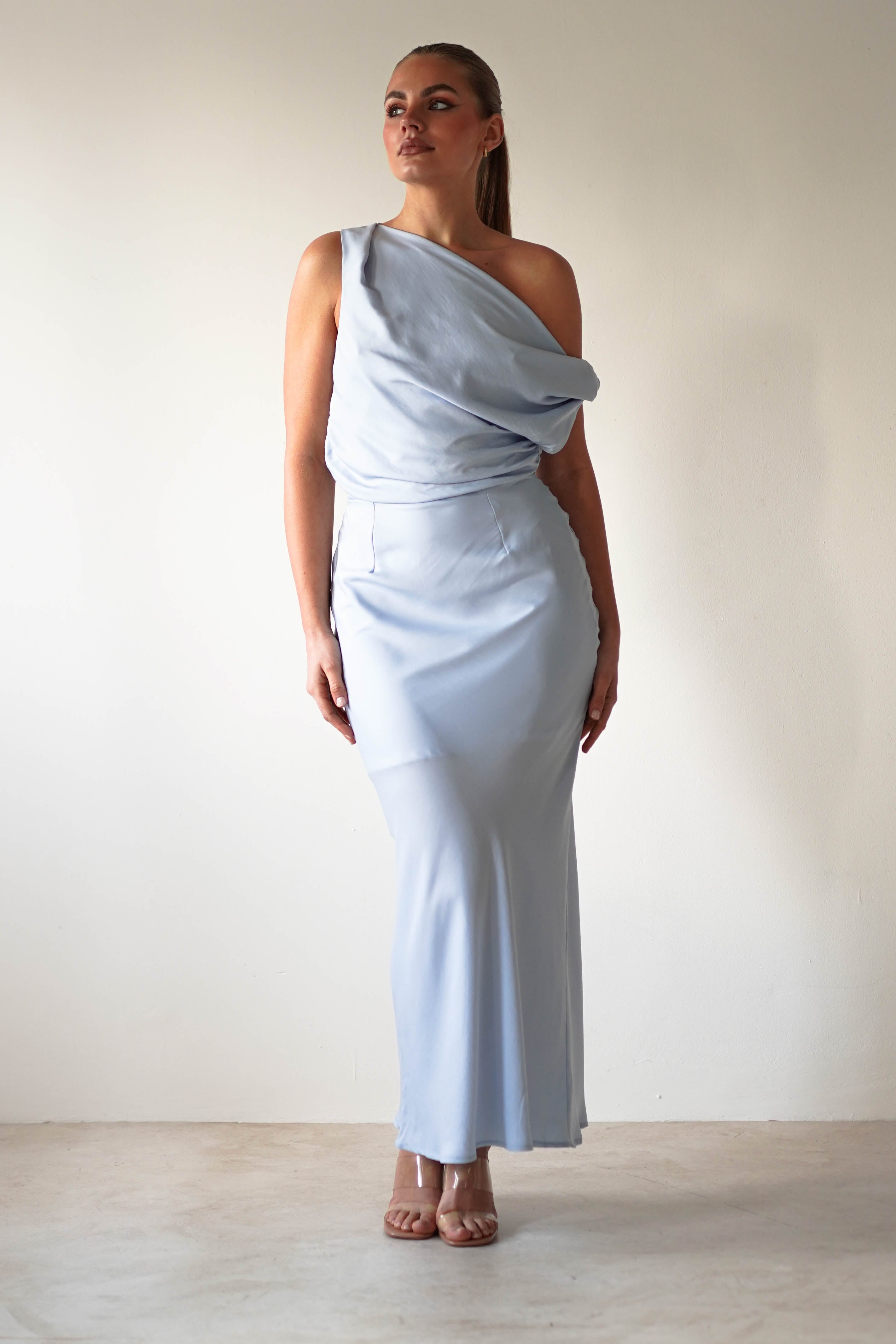 Odelle Soft Off The Shoulder Maxi Dress for Women - Flowy Long Summer Dress in Blue | Perfect for Beach Vacation, Wedding Guest & Boho Style Outfits