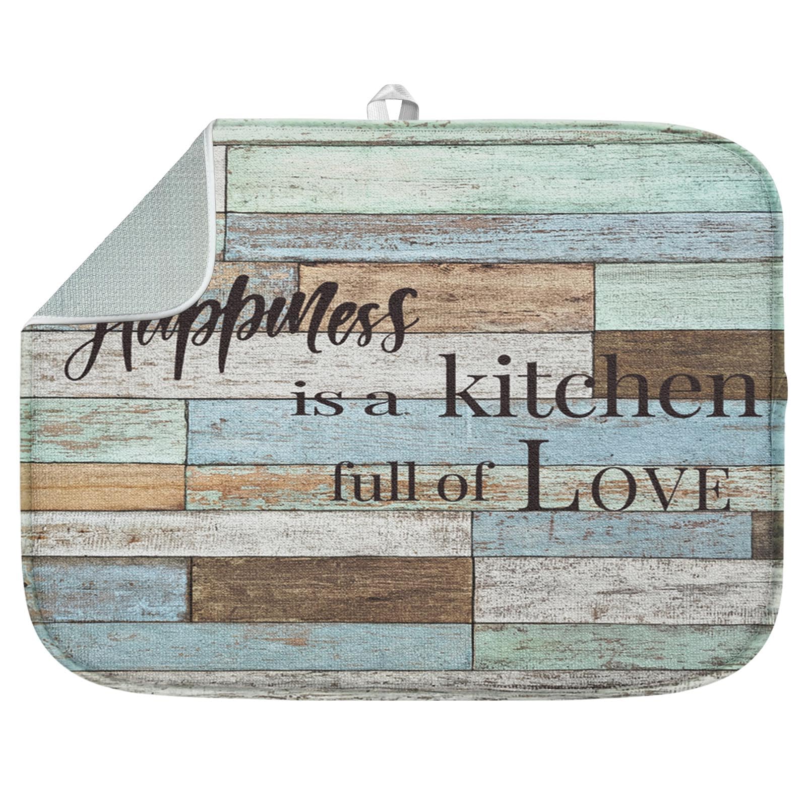 Sanwarm Absorbent Dish Drying Mat - Premium Microfiber Kitchen Counter Pad for Dishes & Utensils | Heat Resistant & Reversible (18