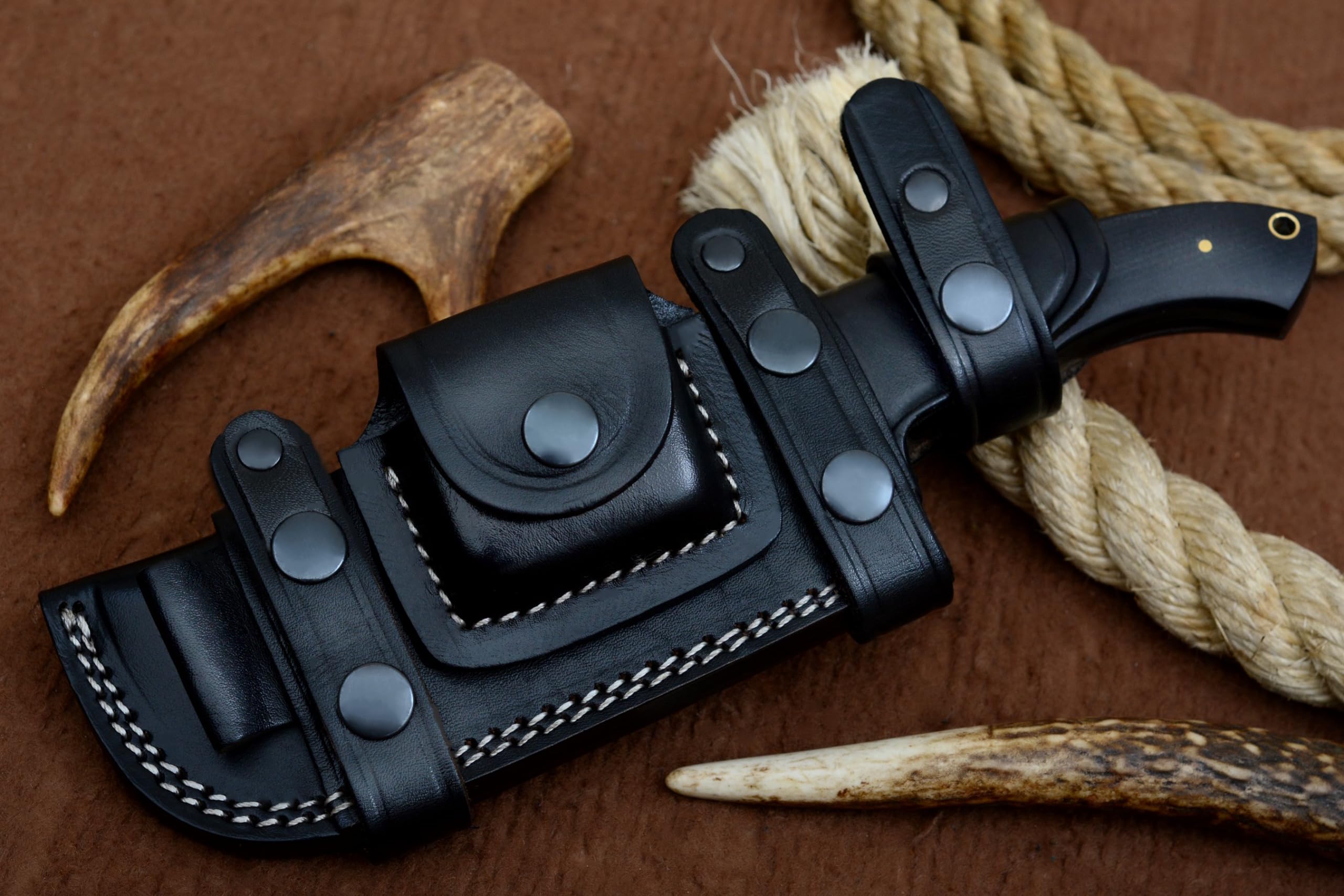 Ottoza Fixed Blade Hunting Knife - 1095 High Carbon Steel with Micarta Handle & Horizontal Carry Sheath for Outdoor Survival, Camping, Bushcraft | Perfect for Hunting, Fishing, and Wilderness Adventures