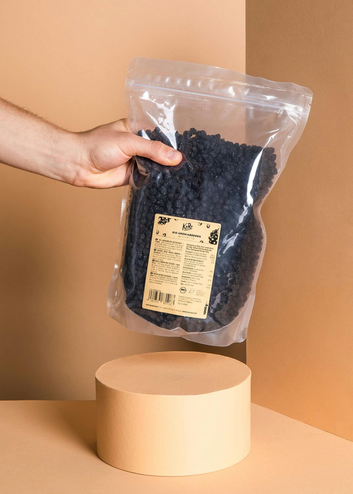 Organic Aronia Berries Dried 1kg - Superfood No Additives, Unsulfured, Bulk Pack - Perfect for Snacks, Baking, Smoothies & Healthy Recipes
