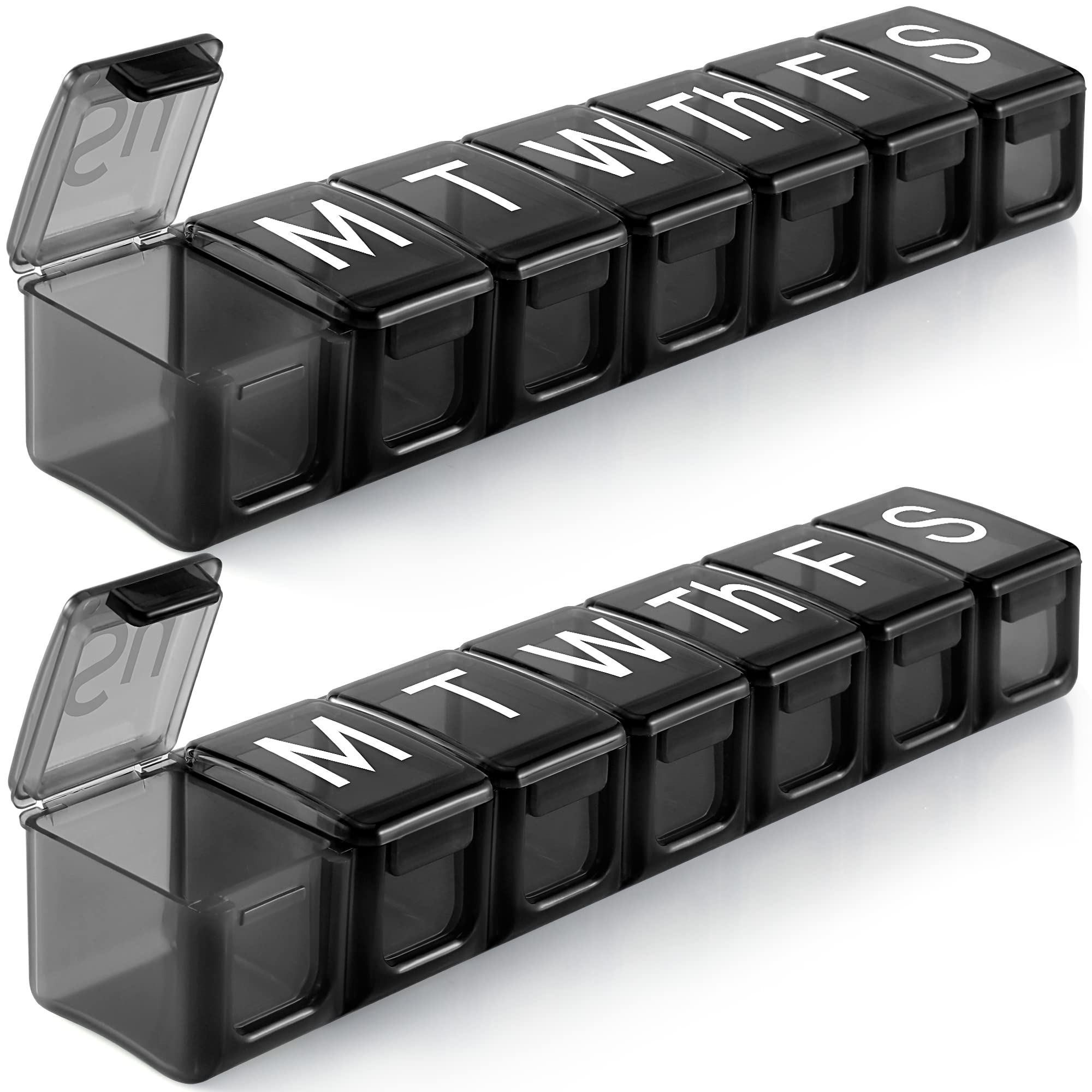Ryvorbe 2 Pack Extra Large 7 Day Pill Organizer - BPA Free Weekly Medicine Box with XL Compartments for Fish Oil, Vitamins & Supplements | Travel Friendly Pill Case for Daily Medication & Health Management