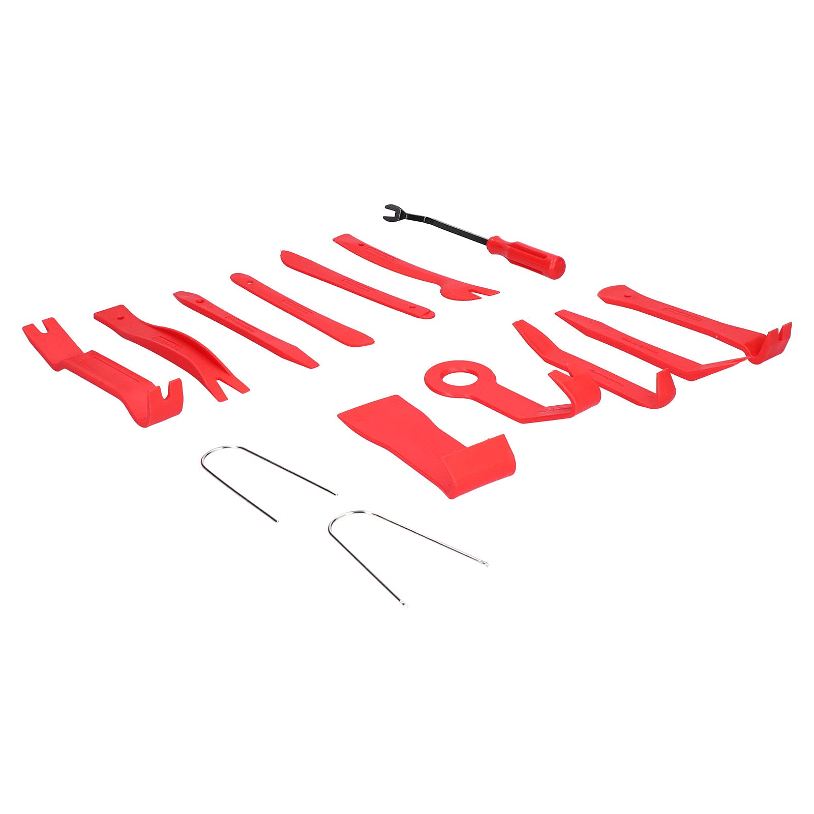 14-Piece Auto Removal Tool Kit - Non-Scratch Car Fastener Remover & Installer for Door Panels, Audio Systems & Dashboards | Pry Tools for Car Repair & DIY Projects | Durable Red Trim Panel Removal Set