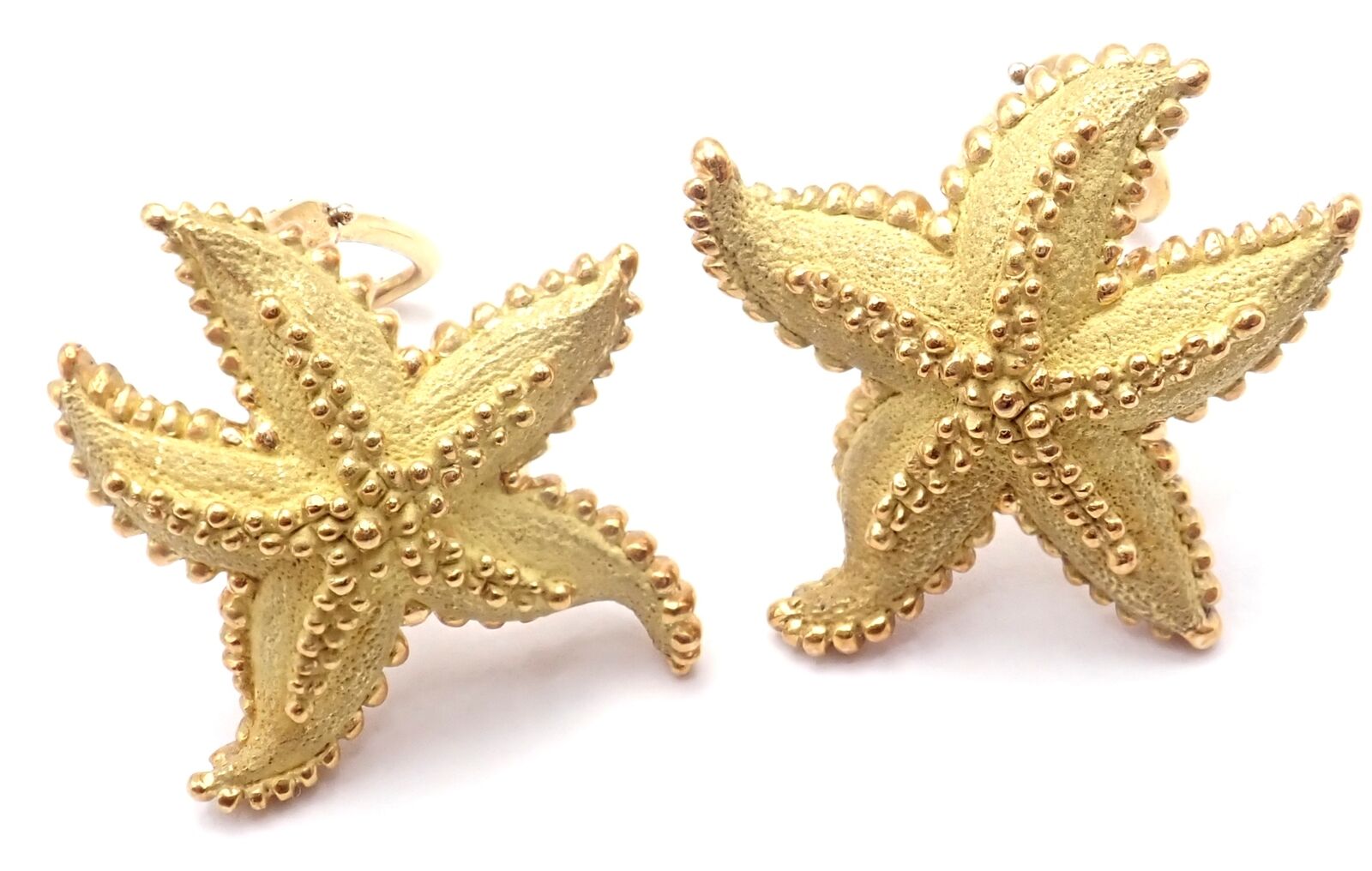 Authentic Vintage Tiffany & Co Starfish 18k Yellow Gold Large Hoop Earrings - Perfect for Weddings, Anniversaries & Special Occasions