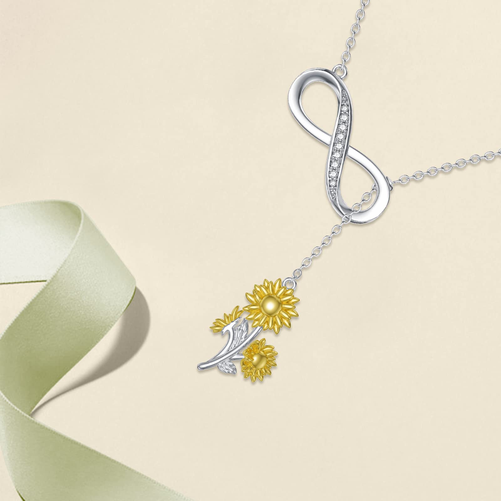 OCJ Birth Flower Necklace - 925 Sterling Silver Infinity Y-Necklace for Women | Personalized Birth Month Jewelry | Perfect Birthday, Graduation & Mother's Day Gift for Mom, Wife, Girlfriend & Best Friend | Elegant Everyday Wear & Special Occasion Jewelry