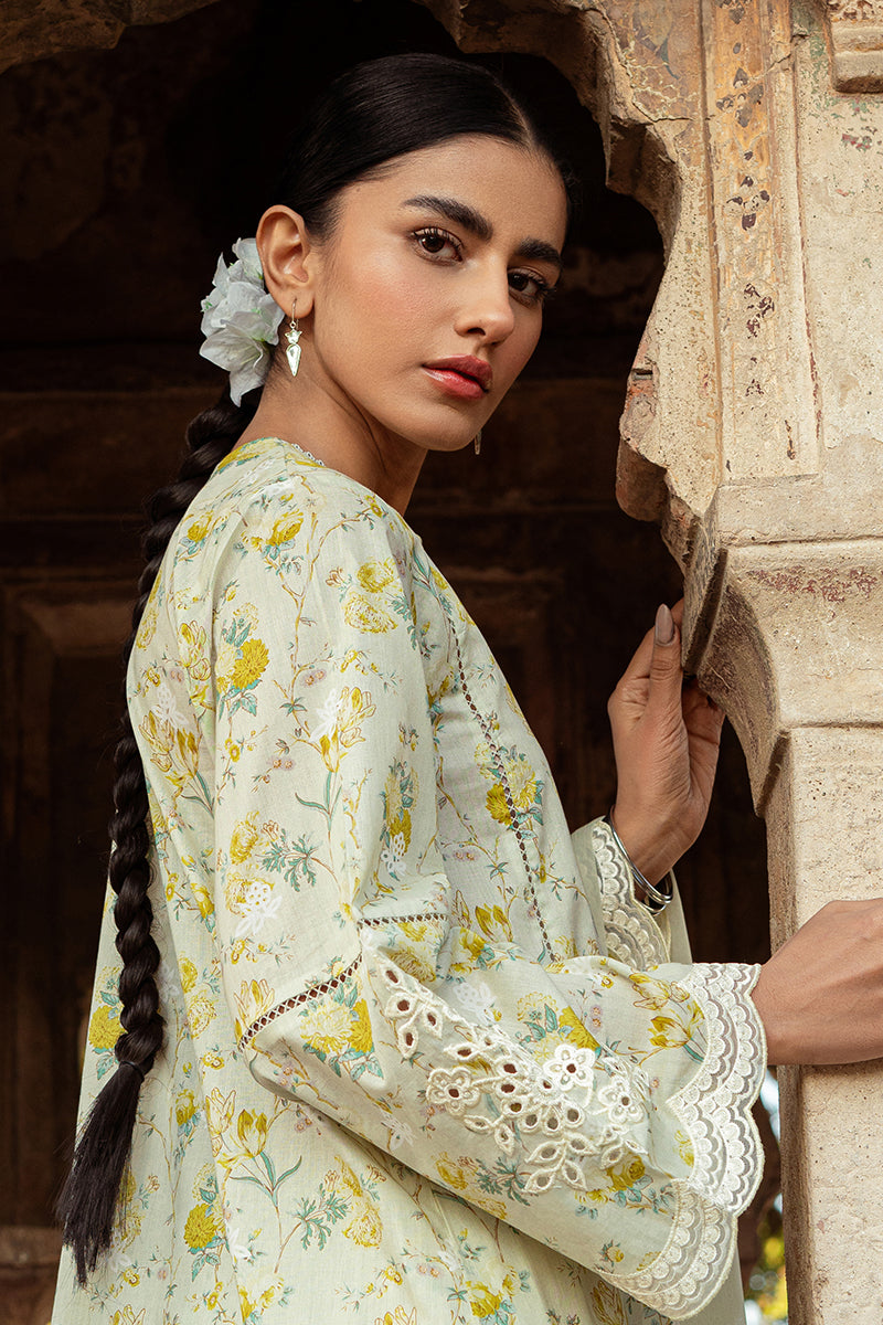 Lime Primrose 3-Piece Lawn Printed Suit for Women - Floral Summer Outfit - Perfect for Casual Wear, Parties & Weddings