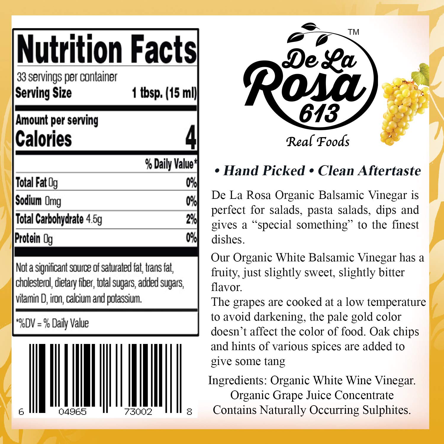 Organic White Balsamic Vinegar 16.9oz (2-Pack) - Vegan, Gluten-Free for Salads & Marinades