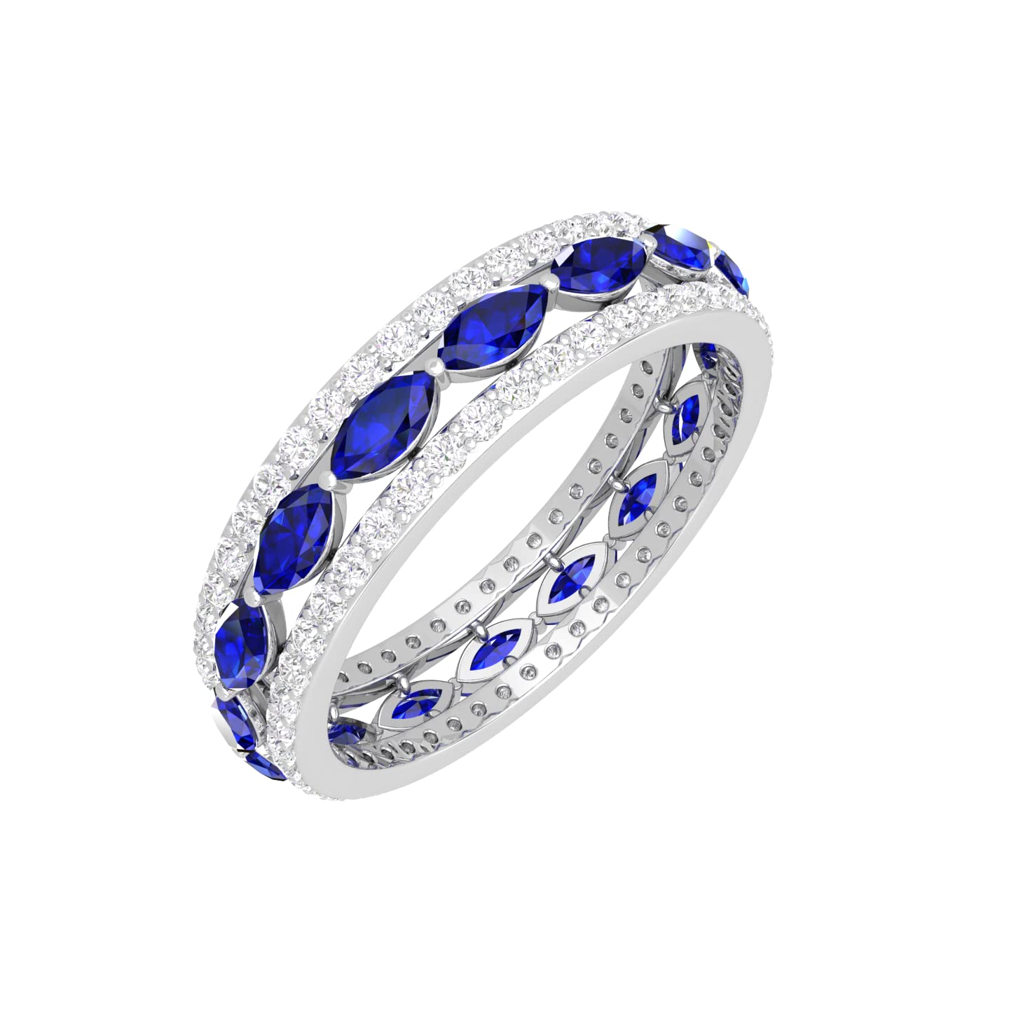 Blue Sapphire Eternity Ring for Women - Genuine Sapphire Gemstone Wedding Band, September Birthstone Jewelry - Perfect Anniversary Gift & Dainty Everyday Ring for Her | Ideal for Proposals, Weddings & Special Occasions