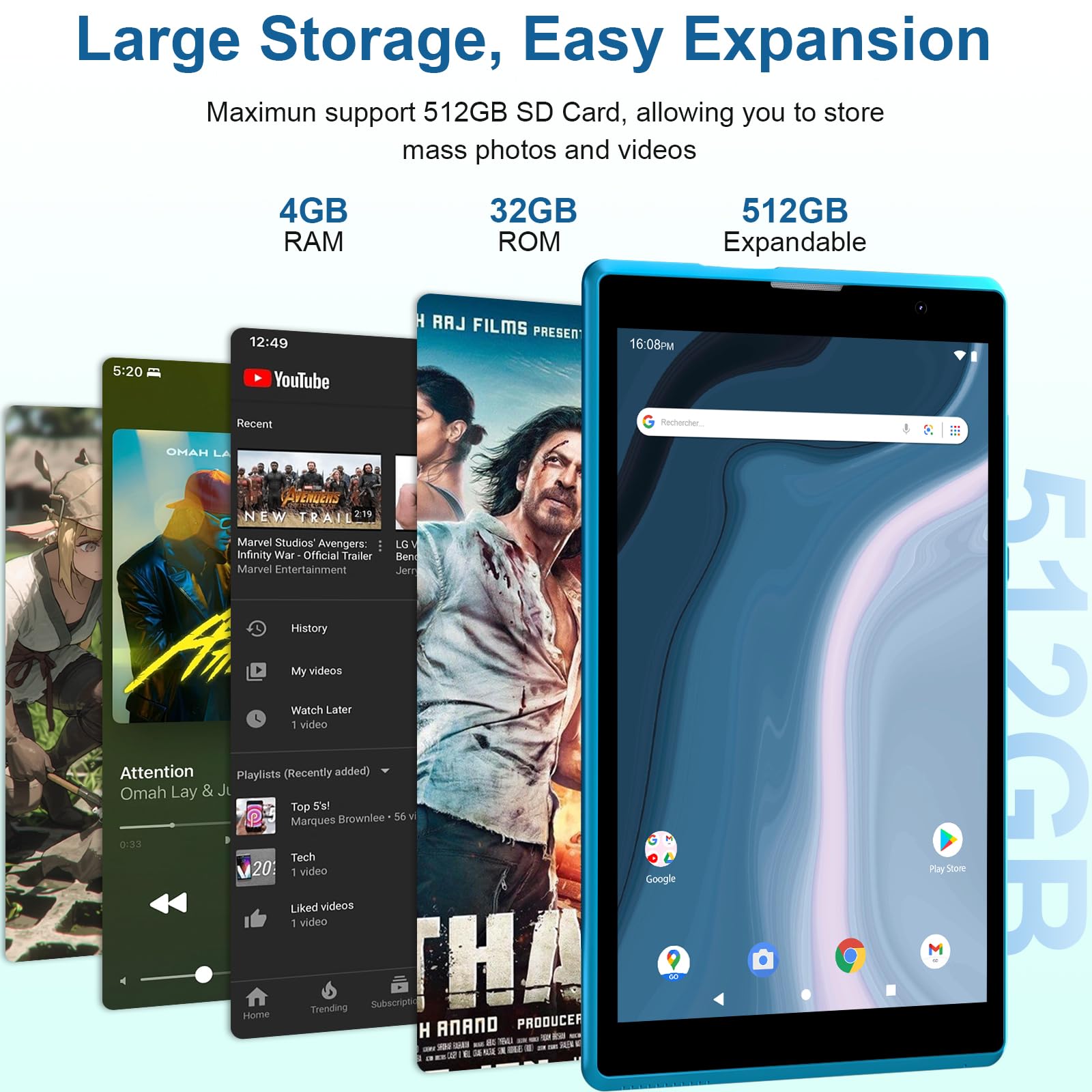 8 Inch Android 12 Tablet with 4GB RAM 32GB ROM | Quad-Core Processor | Dual Camera | WiFi | 1TB Expandable Storage | GMS Certified | Green - Perfect for Gaming, Streaming & Work