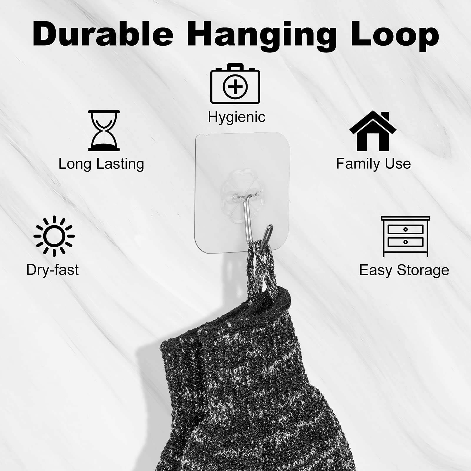 Bamboo Charcoal Exfoliating Bath Gloves for Shower & Spa - Deep Cleaning Body Scrub Mittens to Remove Dead Skin - Perfect for Exfoliation, Massage & Dry Brushing at Home