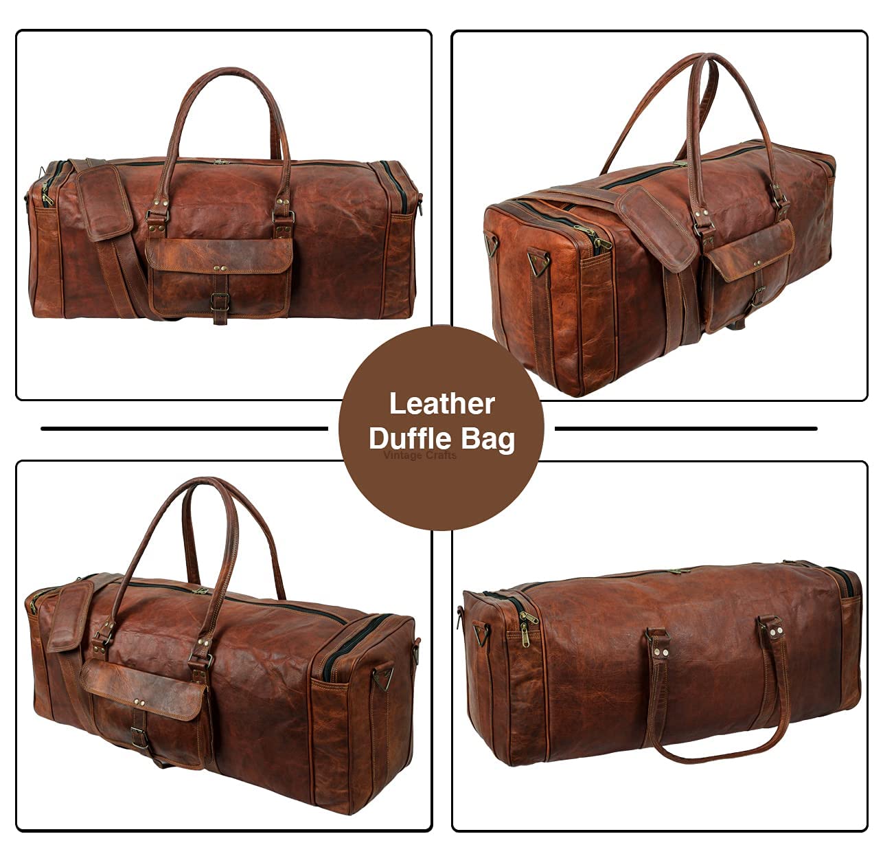 Premium 32 Inch Large Leather Duffel Bag for Travel, Gym & Weekender - Single Pocket Carry-On Tote for Men & Women | Ideal for Business Trips, Sports Gear & Overnight Stays