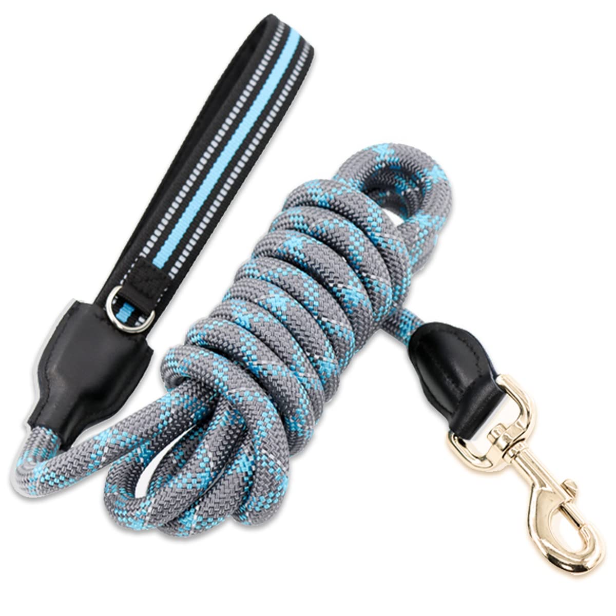 **JSXD Heavy Duty 5FT Reflective Dog Leash with Double Handle & Comfortable Padding - Durable Rope Leash for Small, Medium, Large Dogs - Perfect for Walking, Running, and Nighttime Safety**