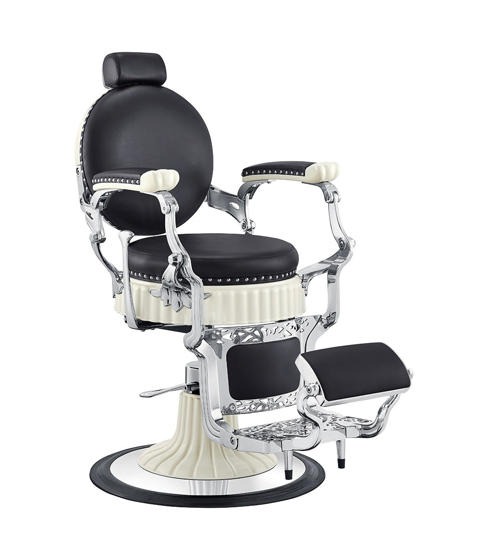 Professional Mikado Barber Chair - Heavy Duty Hydraulic Salon Styling Chair with Adjustable Height & Footrest - Perfect for Barbershops, Salons & Home Grooming Stations