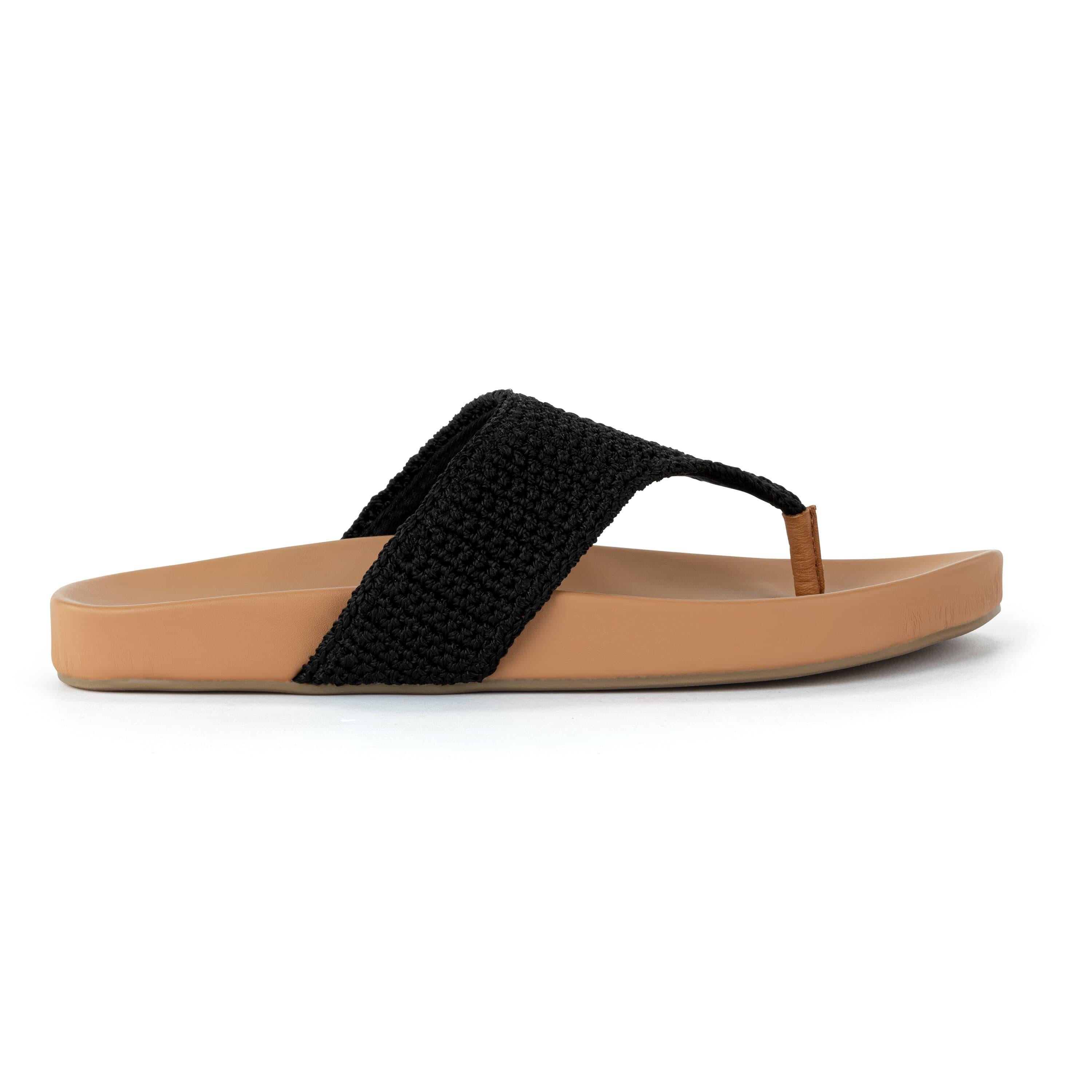 Everly Hand Crochet Sandals for Women - Comfortable Black Bohemian Beach Sandals - Perfect for Summer, Vacation, and Casual Outings