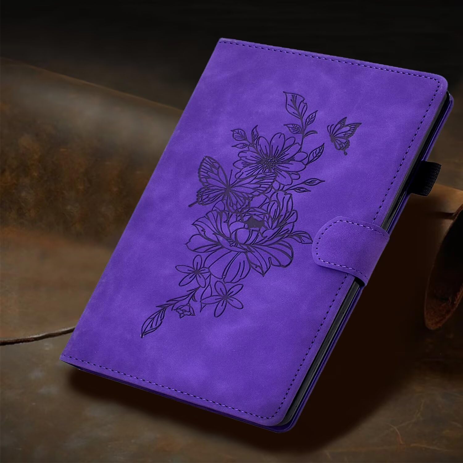 MonsDirect Premium Soft Suede Leather Case for iPad Mini 6 (2021) 8.3 Inch - Multi-Angle Stand Folio Cover with Auto Wake/Sleep, Pen Holder & Card Slots - Perfect for Work, Travel & Home Use (Purple)