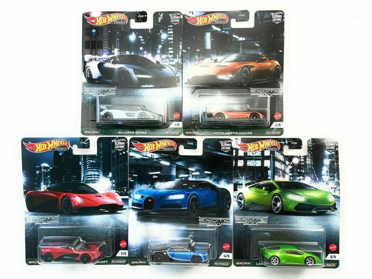 Hot Wheels Car Culture 2021 Exotic Envy 5-Piece Collector's Set - Diecast Model Cars for Display, Gifts & Racing Play - Perfect for Car Enthusiasts & Kids' Toy Collections