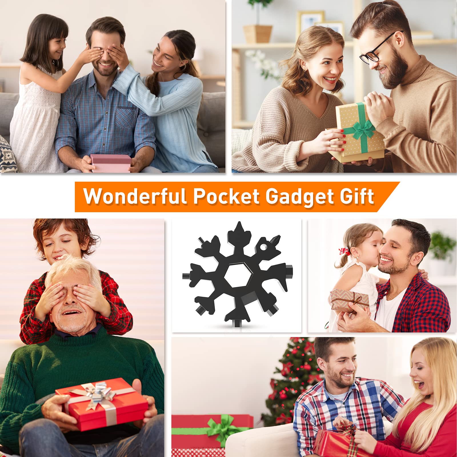 18-in-1 Snowflake Multitool for Men - Premium Stainless Steel Survival Tool Kit - Perfect Christmas Gift for Dad, Husband & Men Who Have Everything - Great for Camping, Hiking, Emergency & Everyday Carry (EDC)