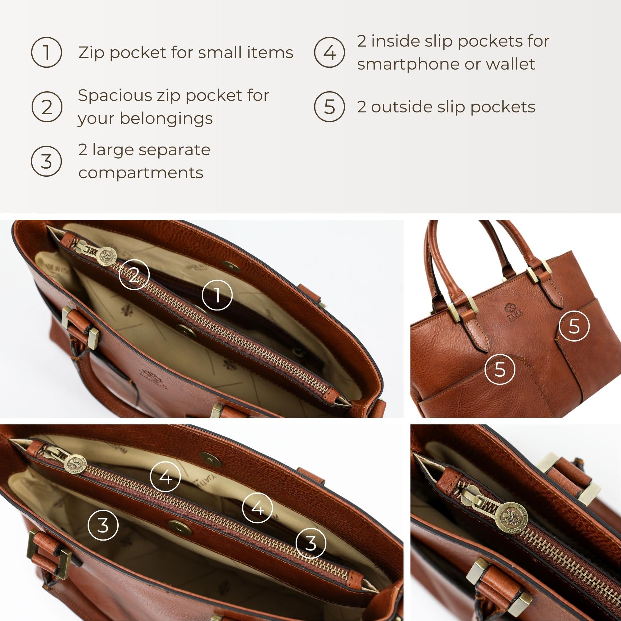 Premium Full-Grain Leather Handbag for Women - Durable Tote & Top Handle Purse - Elegant Work Bag, Travel & Everyday Use - Perfect for Office, Commuting, Shopping & Special Occasions