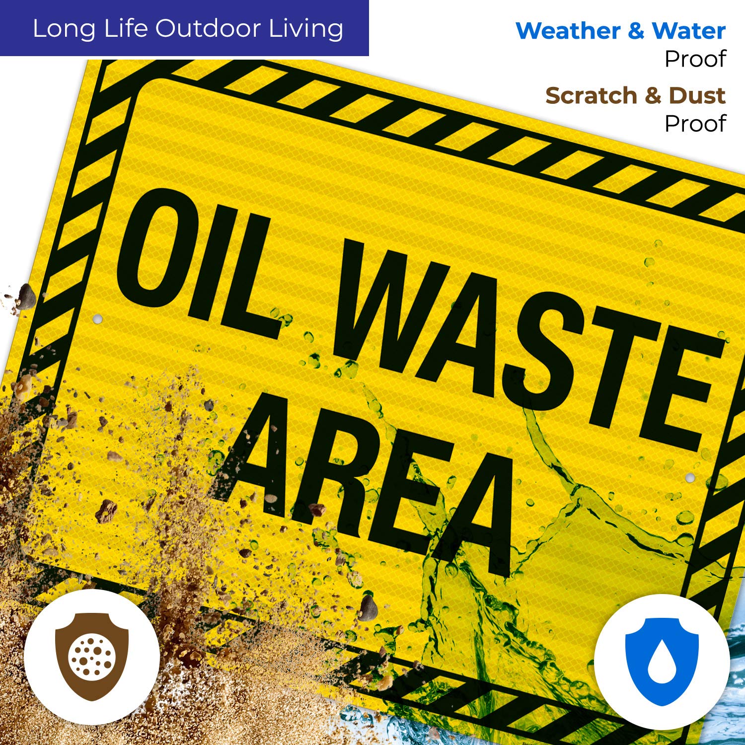 3M EGP Reflective Oil Waste Area Sign - 24x30 Inches, .080 Aluminum, Fade Resistant for Indoor & Outdoor Use - Made in USA - Ideal for Industrial Facilities, Construction Sites & Hazardous Waste Areas