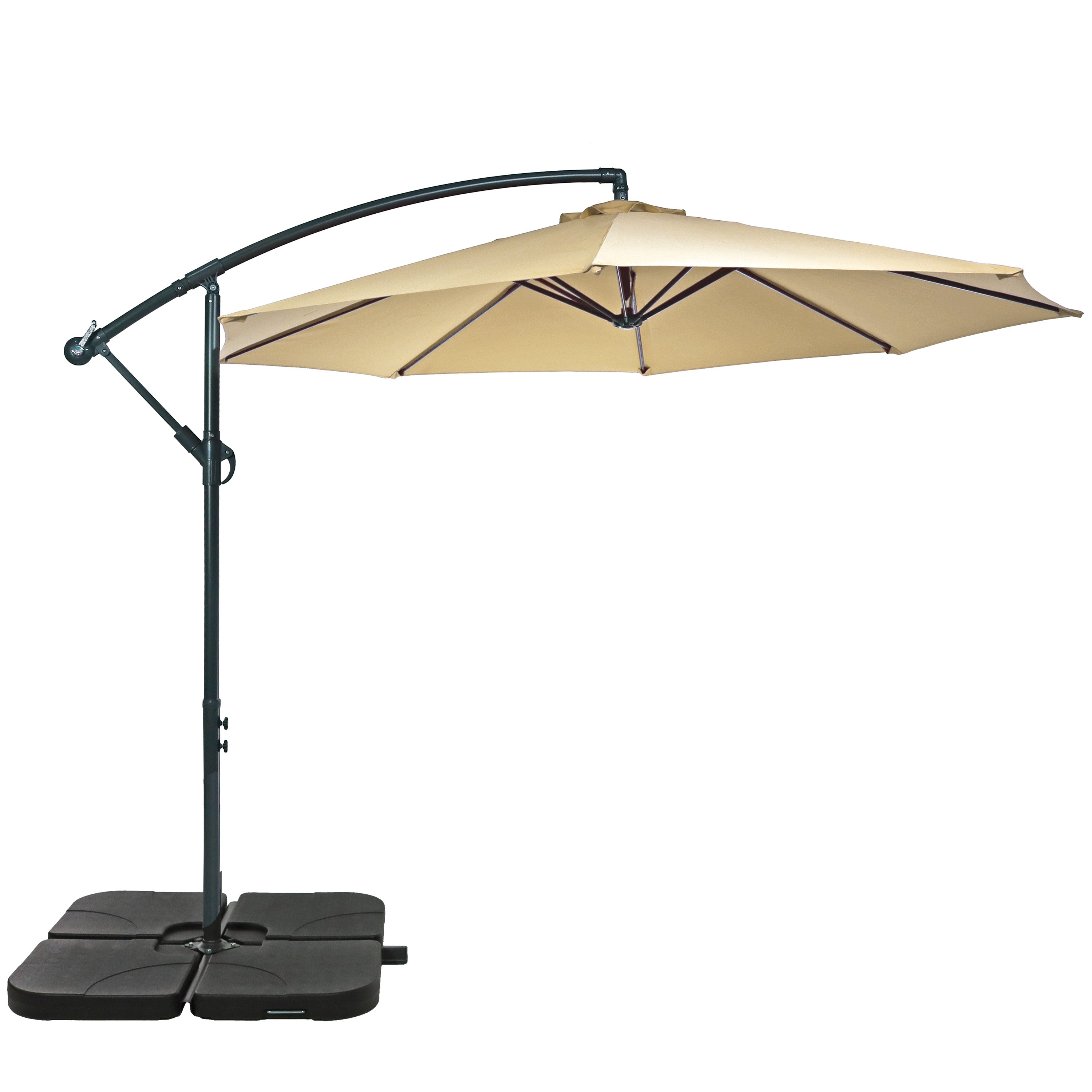 10' Offset Patio Umbrella with Cantilever & Cross Base - Heavy Duty Outdoor Sun Shade for Pool, Deck, Garden, and Backyard - Sunnydaze