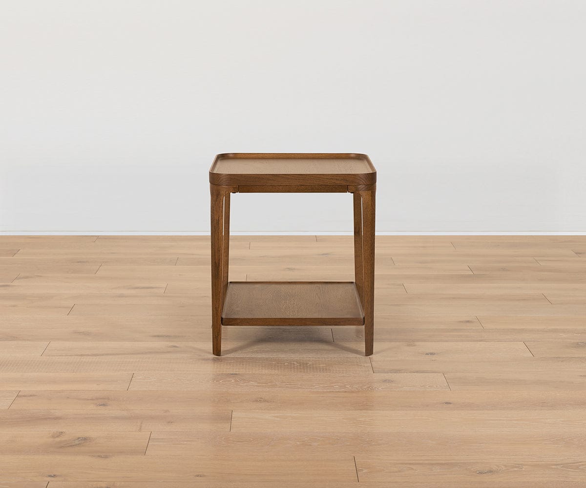 Modern Wooden End Table with Storage Shelf - Small Side Table for Living Room, Bedroom, or Office - Perfect for Holding Lamps, Books, and Decor