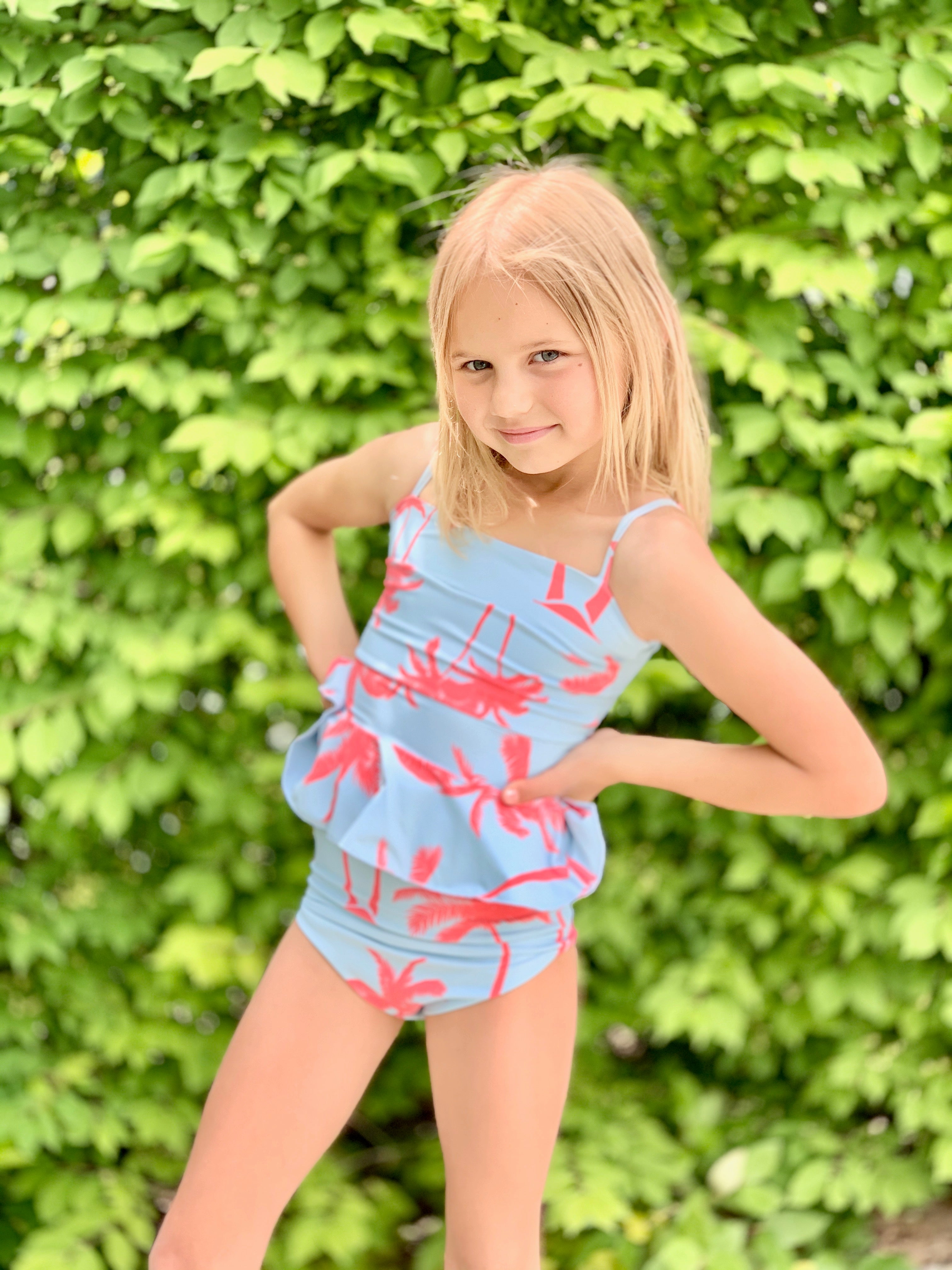 Little Girls Marie Reversible Tankini Swimsuit - 2-in-1 Cute Bikini Top & Bottom Set for Beach & Pool - $38