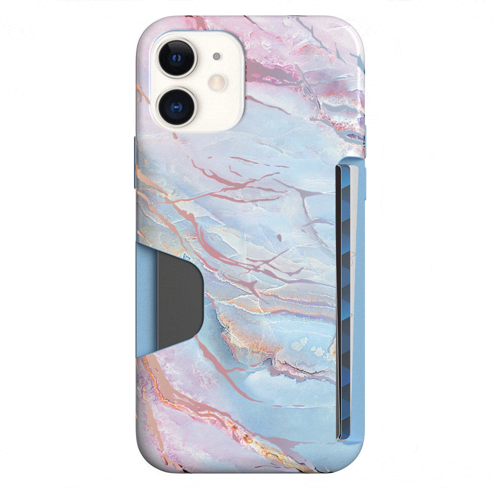 Holo Moonstone iPhone Wallet Case - Slim Protective Phone Cover with Card Holder for iPhone 13/14/15 - Perfect for Travel, Shopping & Everyday Use