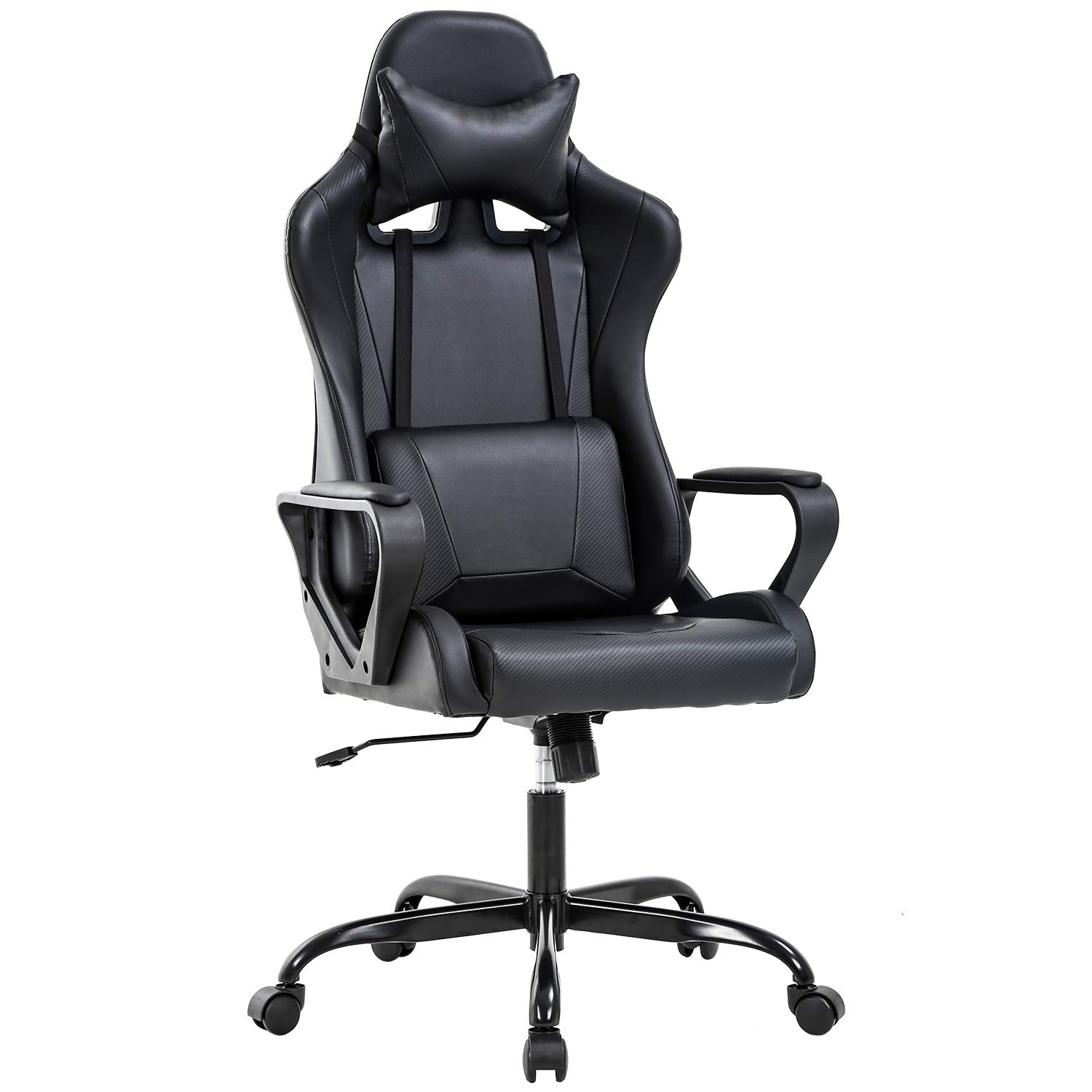 Ergonomic Office Chair - High Back Gaming Chair with Lumbar Support, PU Leather Computer Desk Chair for Home & Office, Adjustable Swivel Rolling Task Chair for Back Pain Relief - Perfect for Work, Gaming & Long Hours Sitting (Black)