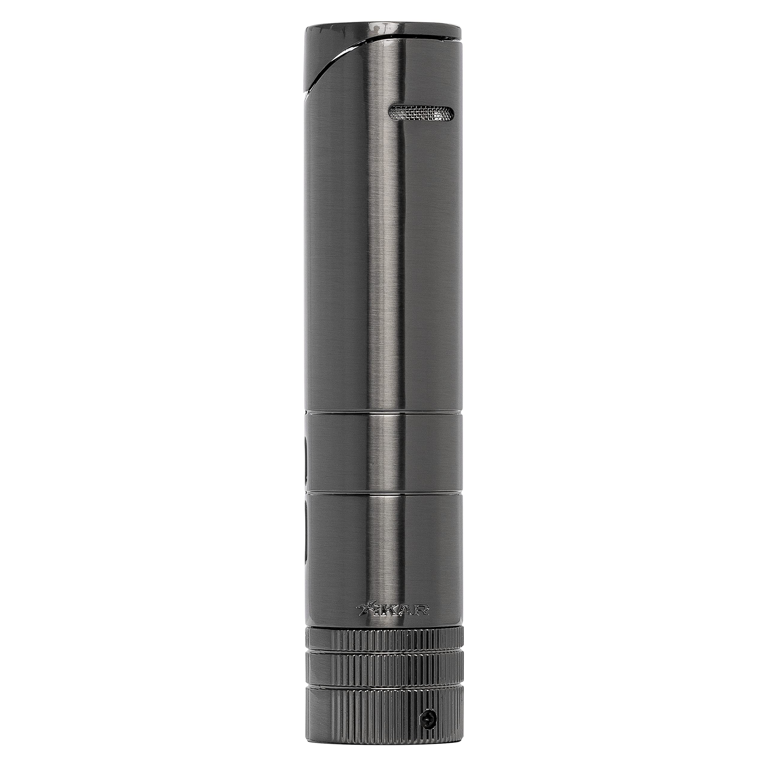 XIKAR Turrim Dual Jet Flame Cigar Lighter - Premium Table Top Design with Adjustable Fuel Wheel in Gunmetal Finish | Perfect for Cigar Lounges, Home Bars & Outdoor Smoking Sessions