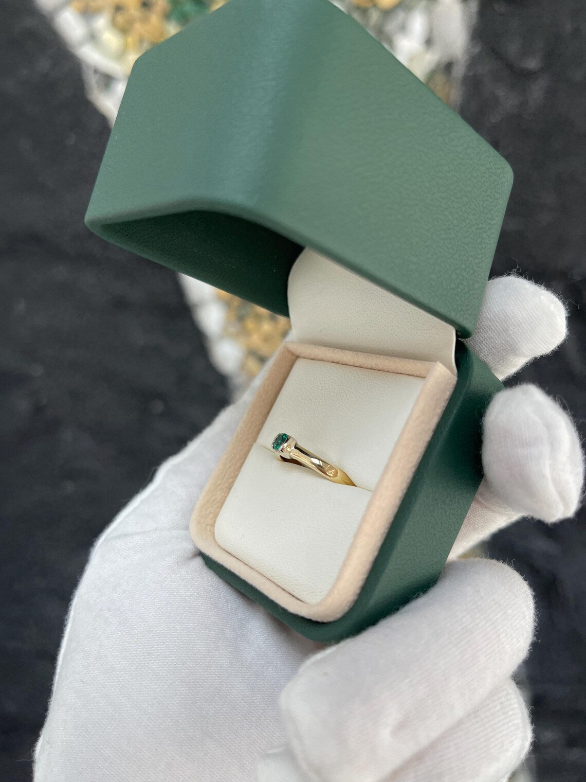 0.35ct Natural Colombian Emerald Round Cut Engagement Ring - Petite & Elegant Wedding Band for Proposal, Anniversary & Special Occasions