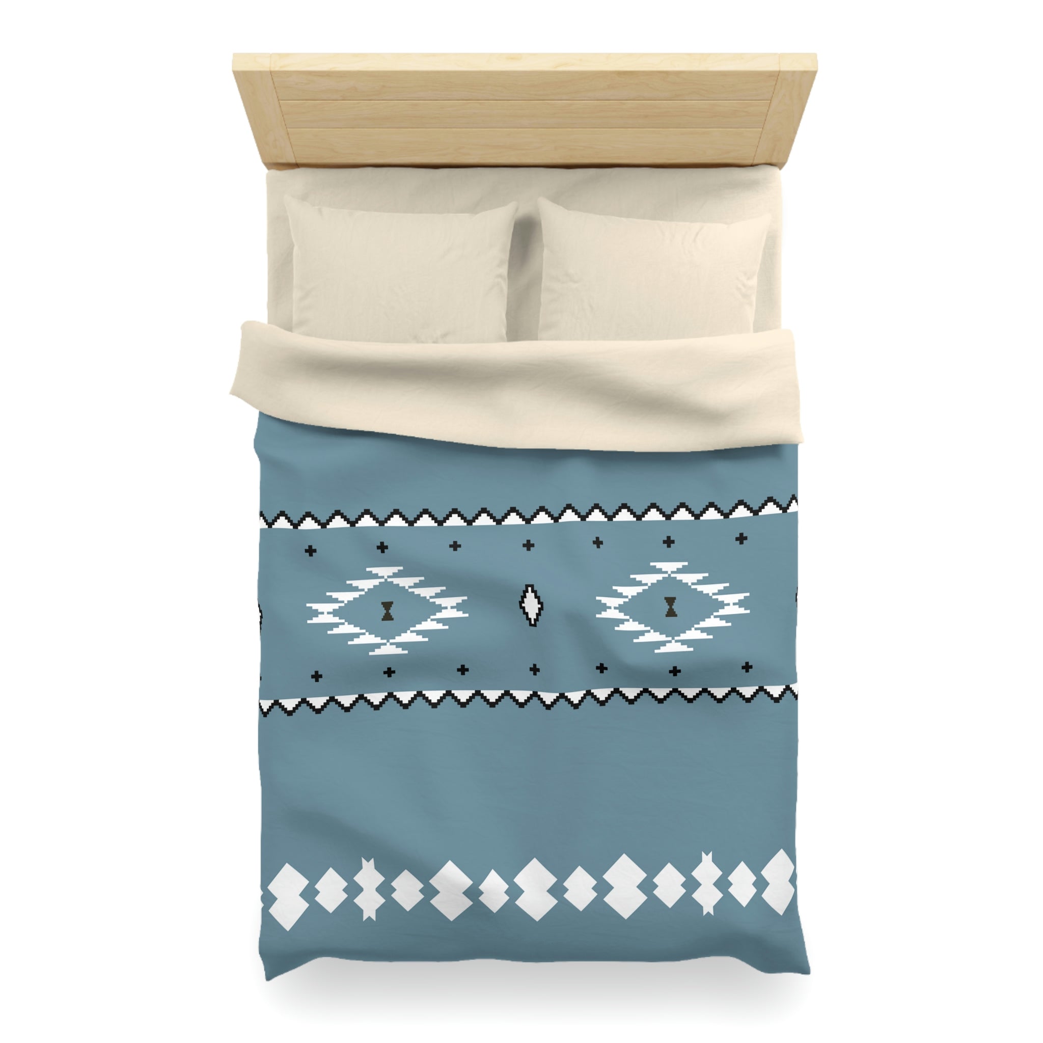 Premium Microfiber Duvet Cover Set - Soft Blue Sky Southwestern Pattern - Polyester Bedding with Invisible Zipper - Queen/King/Cal King Sizes - Perfect for Guest Rooms & Master Bedrooms