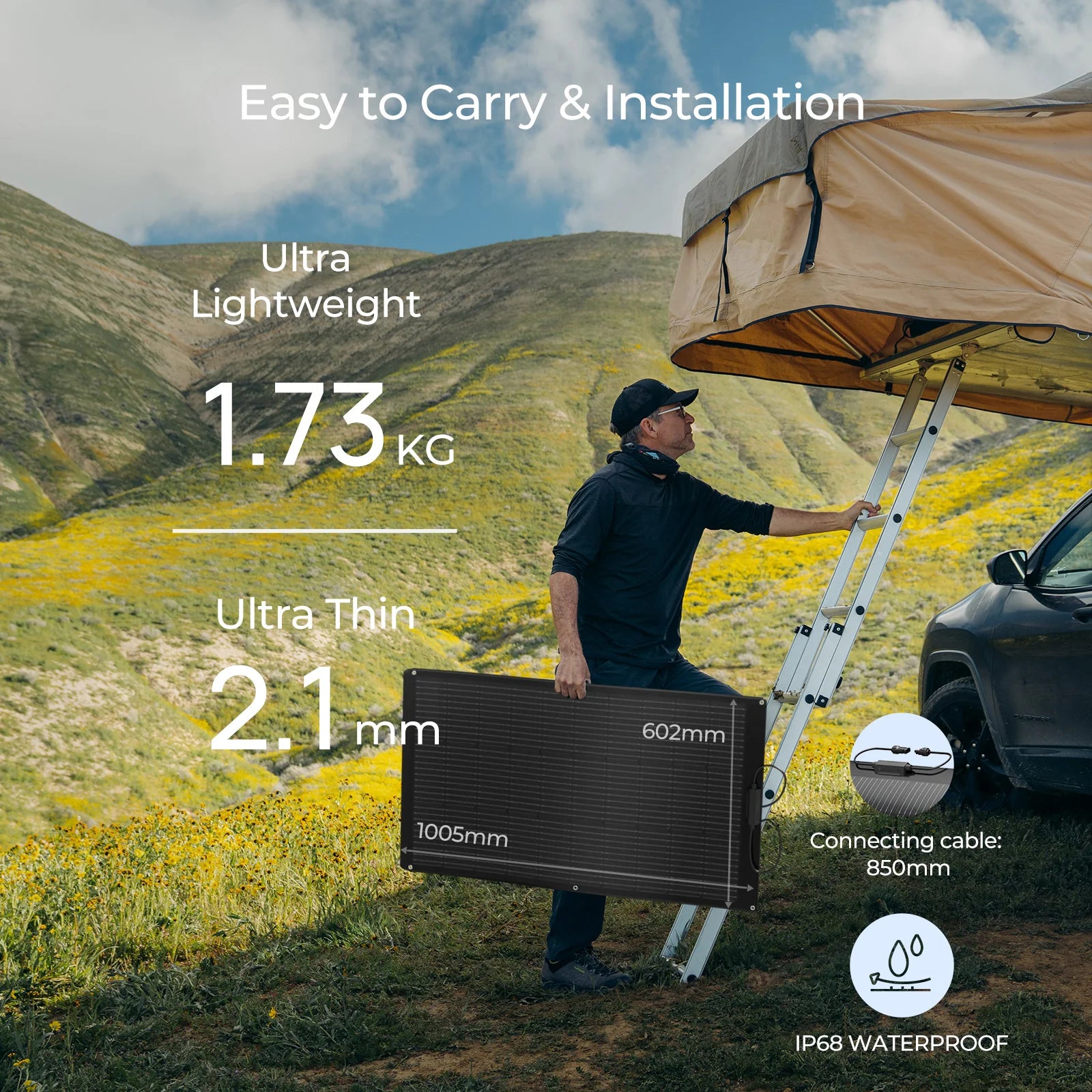 BougeRV Arch 100W Fiberglass Flexible Curved Solar Panel for RV, Boat, Camping & Off-Grid Power - Lightweight & Durable Renewable Energy Solution